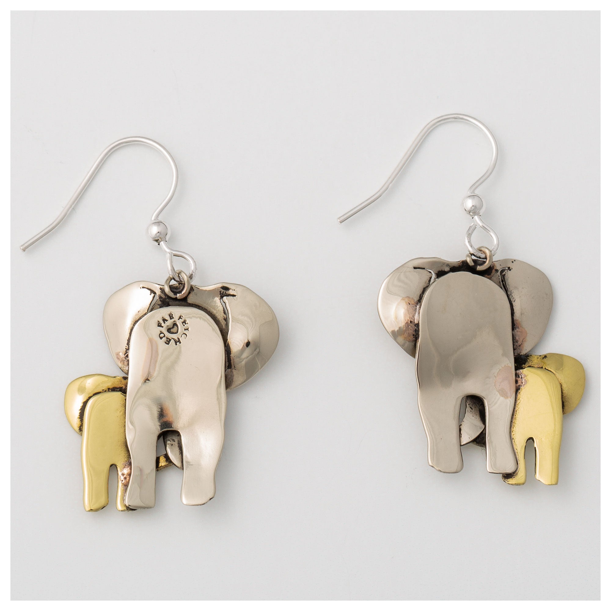 Premium Elephant Parent & Baby Mixed Metal Earrings - Handmade & Fair Trade