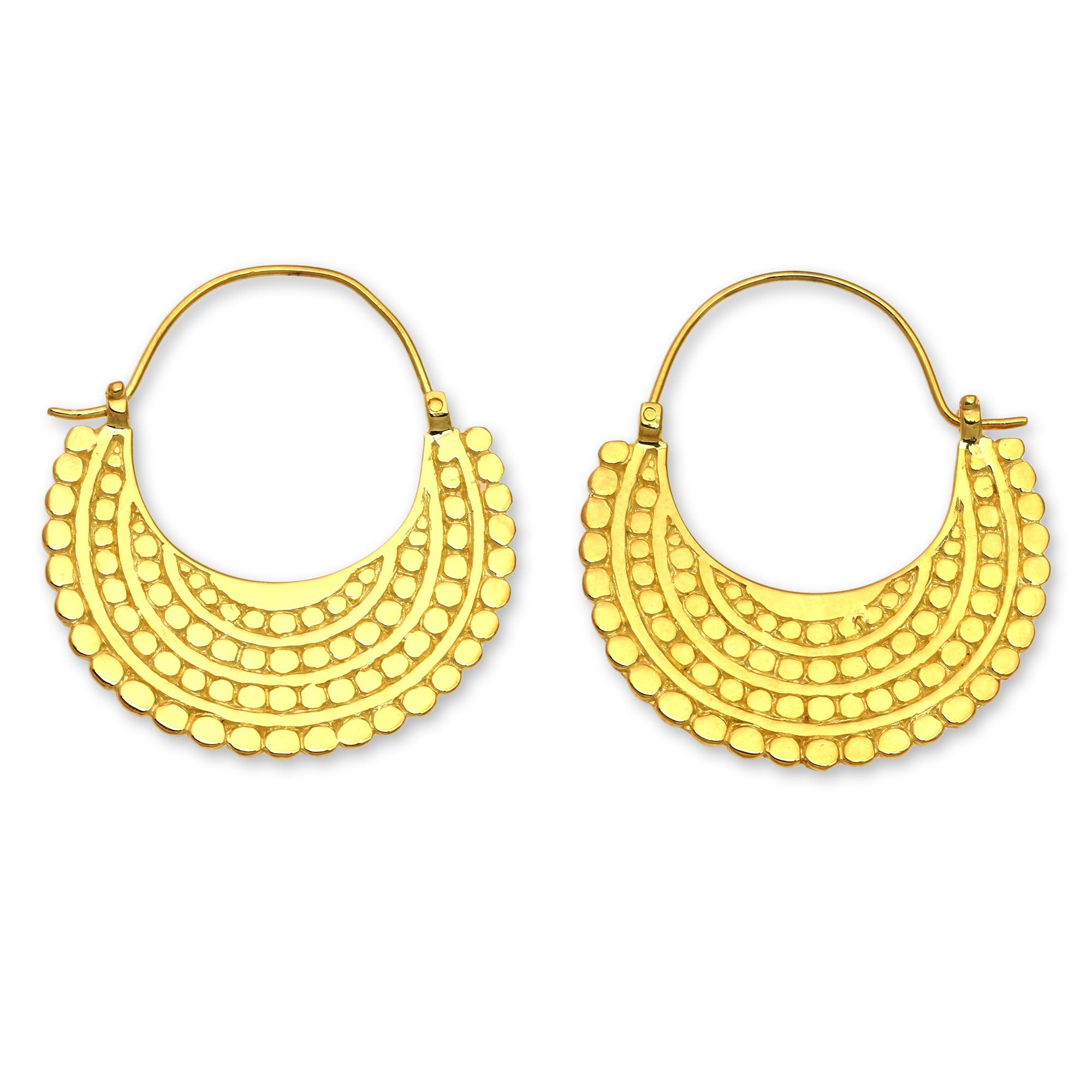 Premium Golden Crescent Hoop Earrings – 22k Gold Plated Sterling Silver