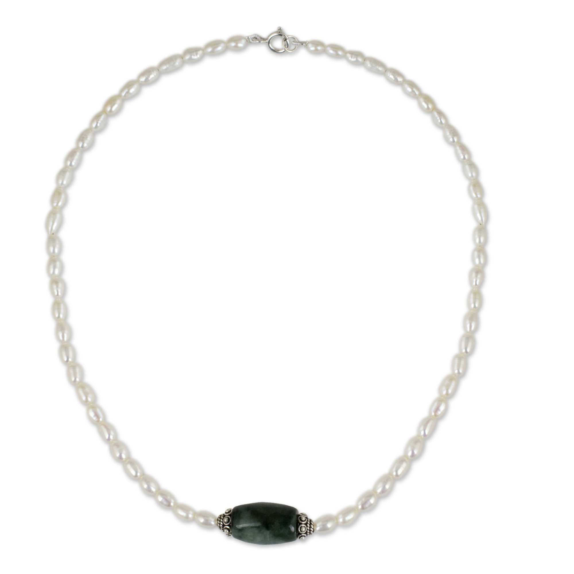 Premium Artisan Crafted Jade and Pearl Necklace - Purity and Love Collection