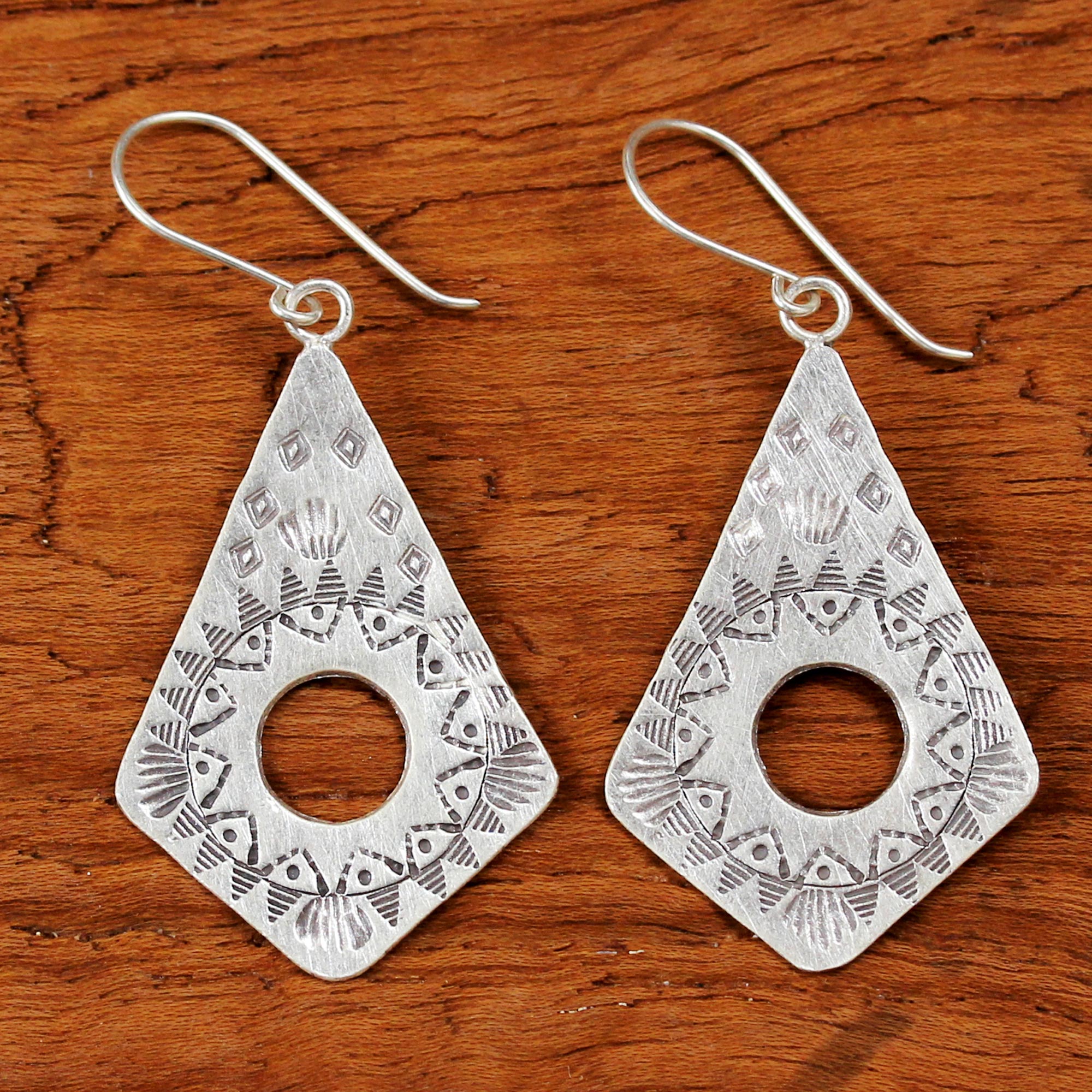 Premium Thai Hill Tribe Silver Dangle Earrings - Handcrafted Exotic Design