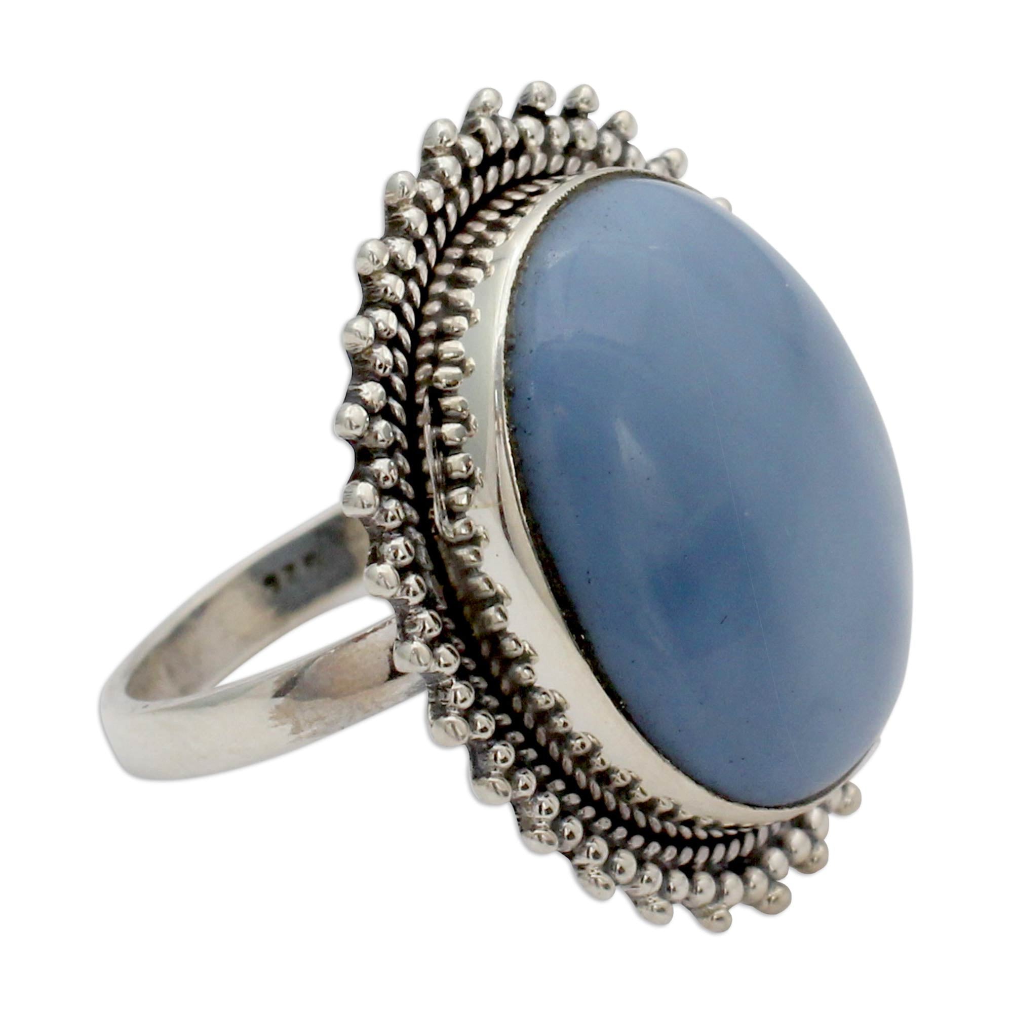 Premium Blue Opal Cocktail Ring – Sterling Silver Jewelry