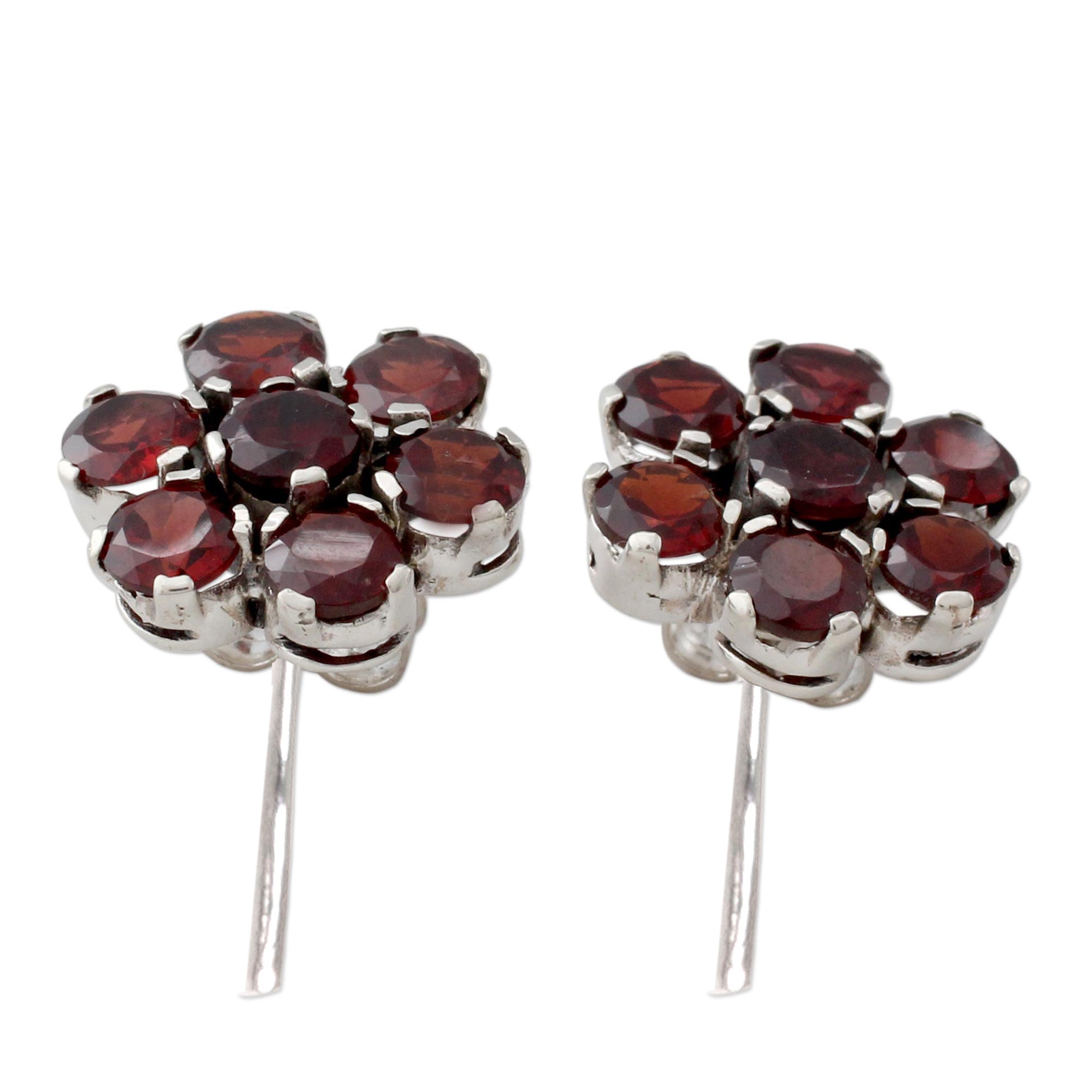 Premium Romantic Blossom Artisan Earrings with Garnet - Ultimate Floral Elegance