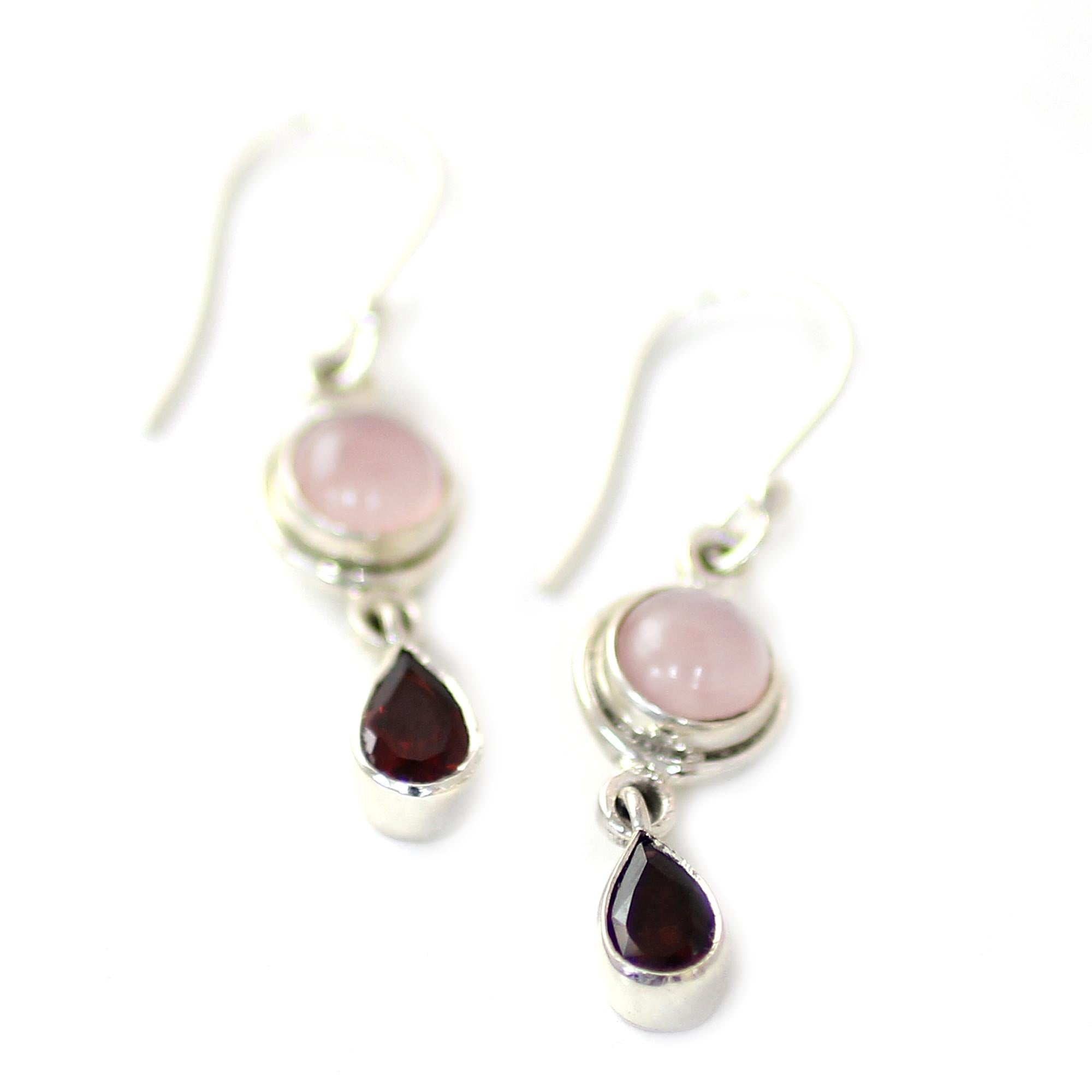 Premium Crimson Chalcedony & Garnet Dangle Earrings - Handmade Luxury