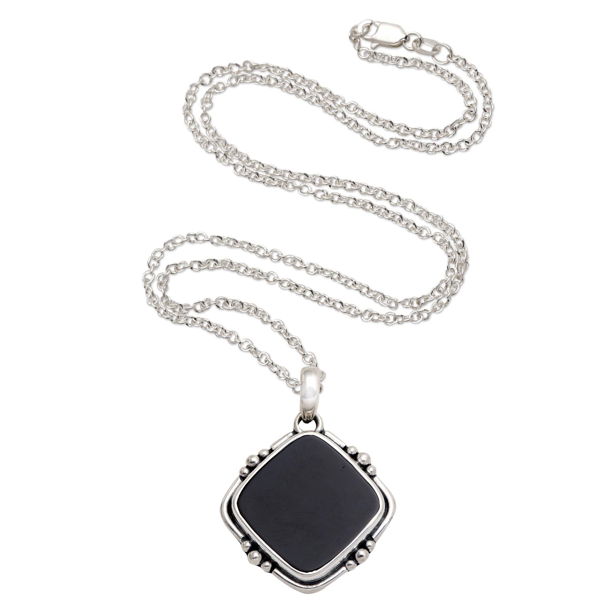 Premium Black Onyx Sterling Silver Pendant Necklace - Ultimate Elegance