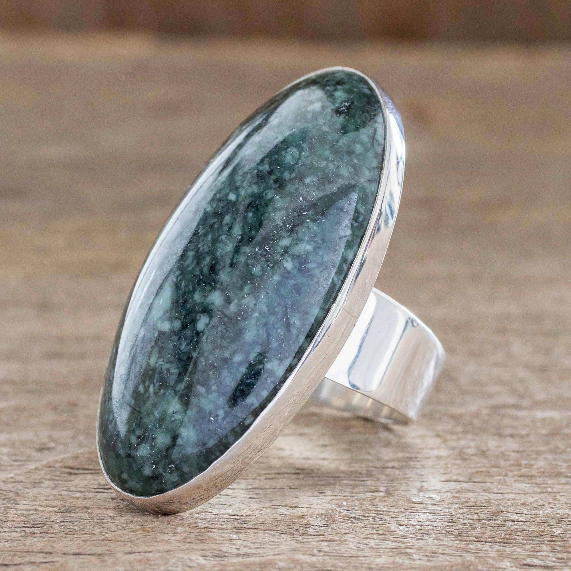 Premium Maya Jade Cocktail Ring - Ultimate Minimalist Elegance