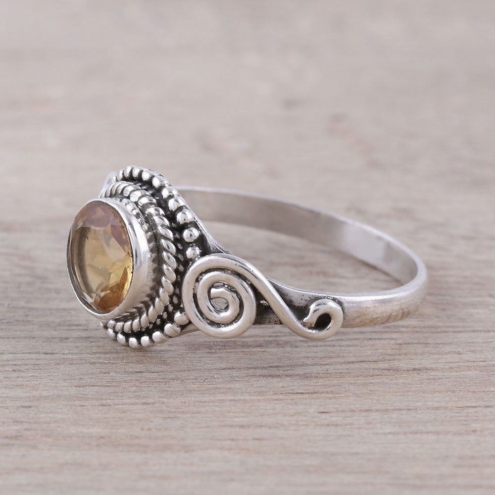 Premium Assam Allure Citrine Cocktail Ring – Handcrafted Sterling Silver Jewelry