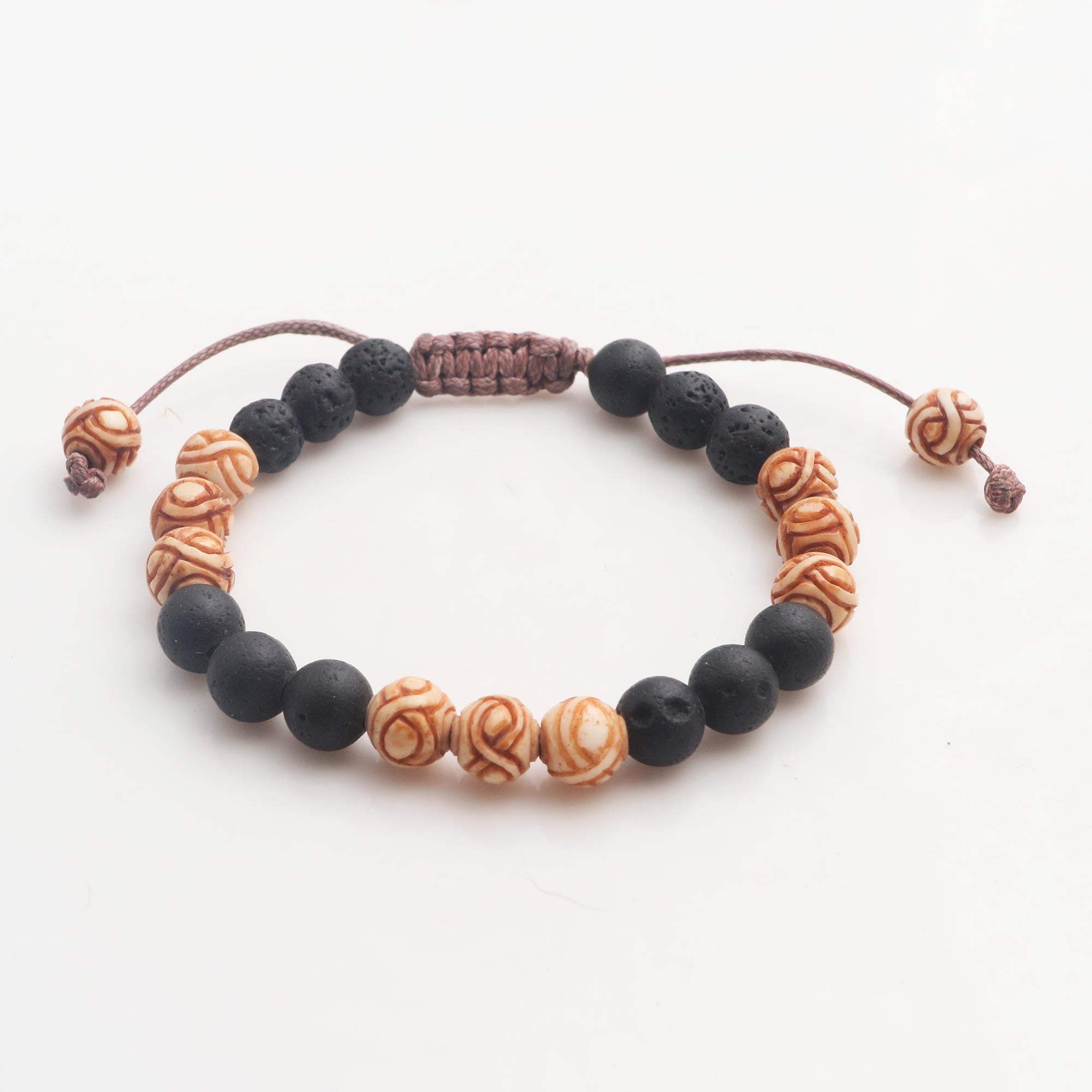 Premium Chakra Unity Bracelet - Handcrafted Lava Stone & Cow Bone Beads