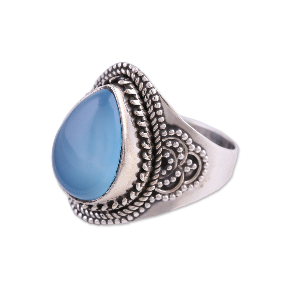 Premium Sterling Silver Blue Chalcedony Statement Ring