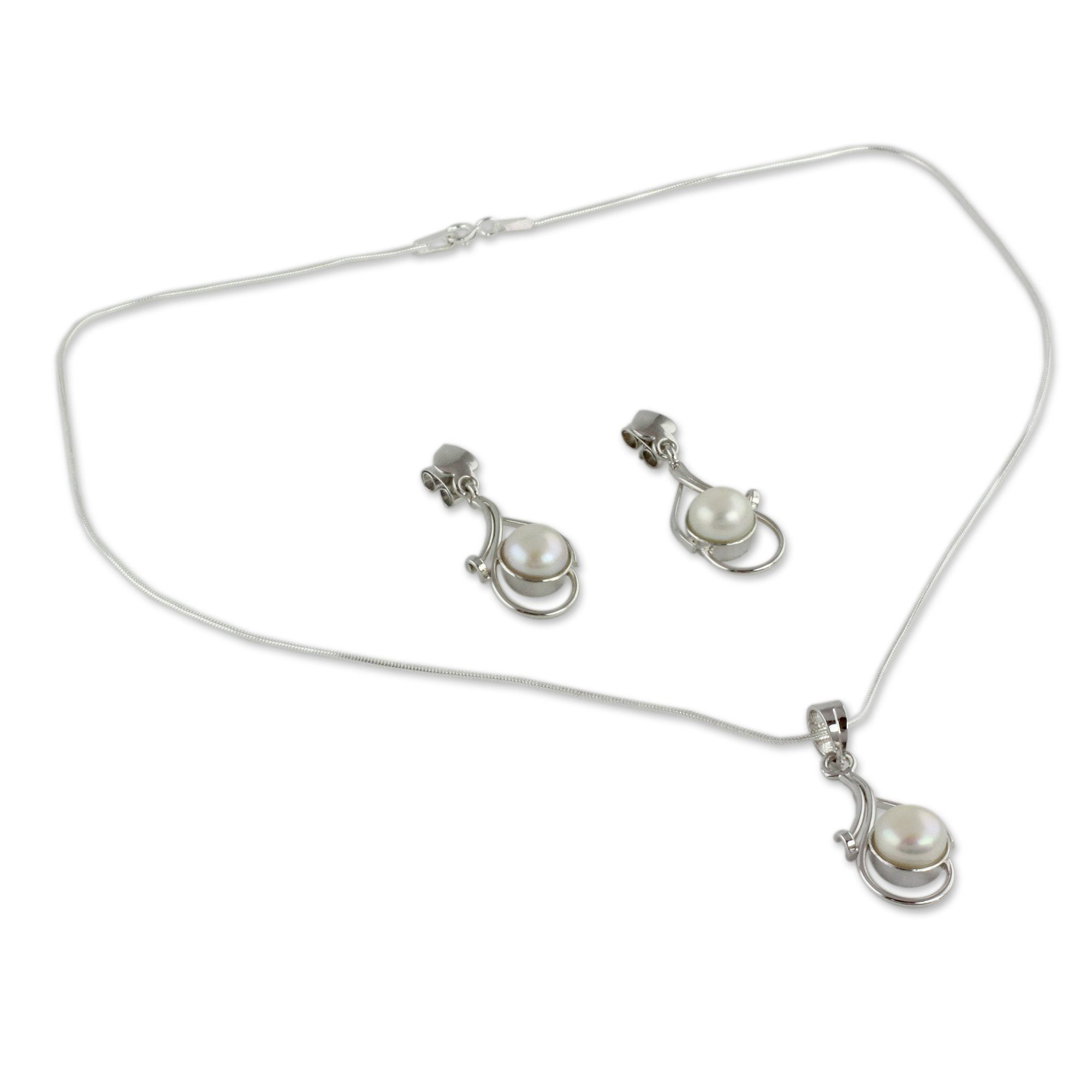 Premium Bridal Jewelry Set: Sterling Silver & Freshwater Pearls