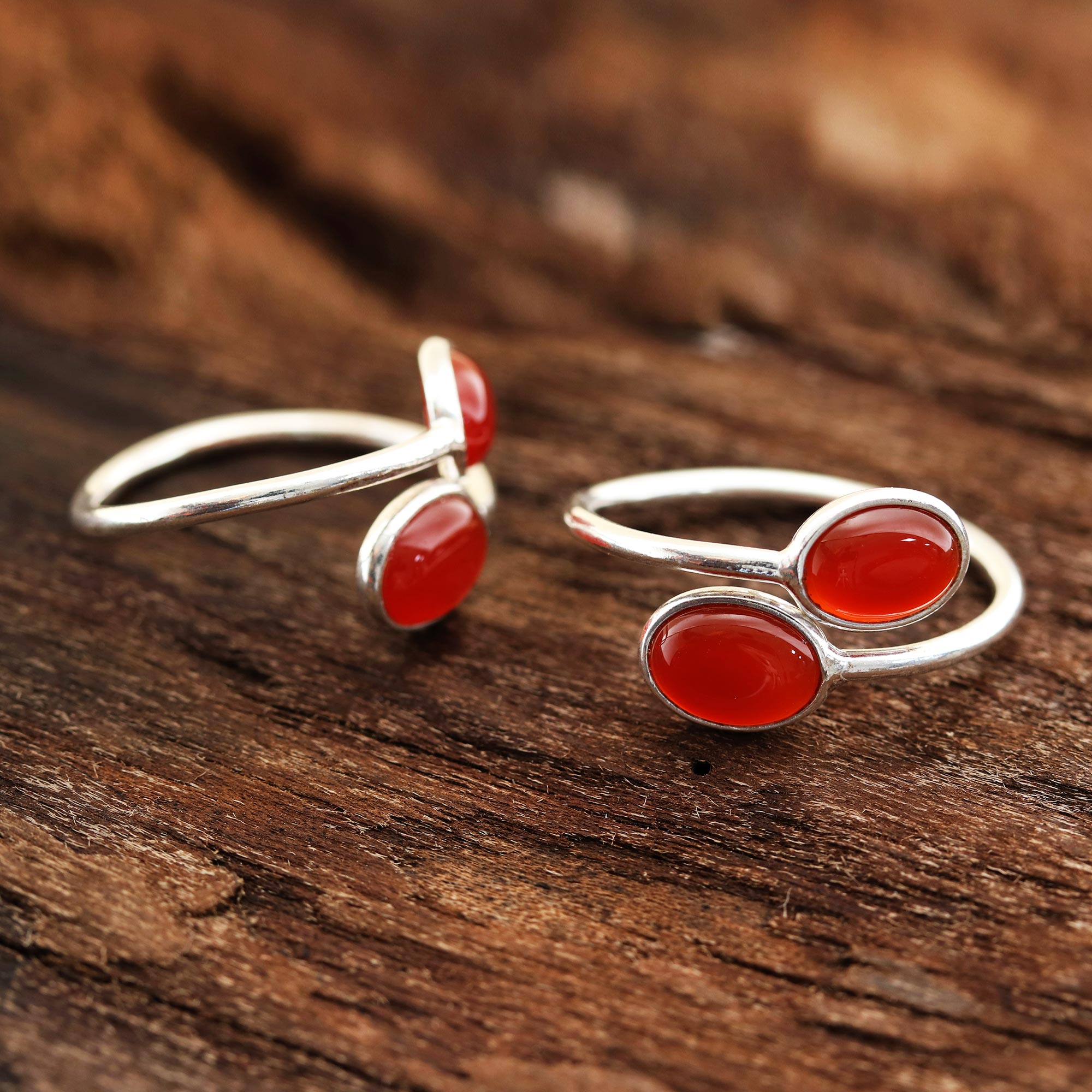 Premium Oval Carnelian Toe Rings – Handcrafted Sterling Silver Jewelry from India