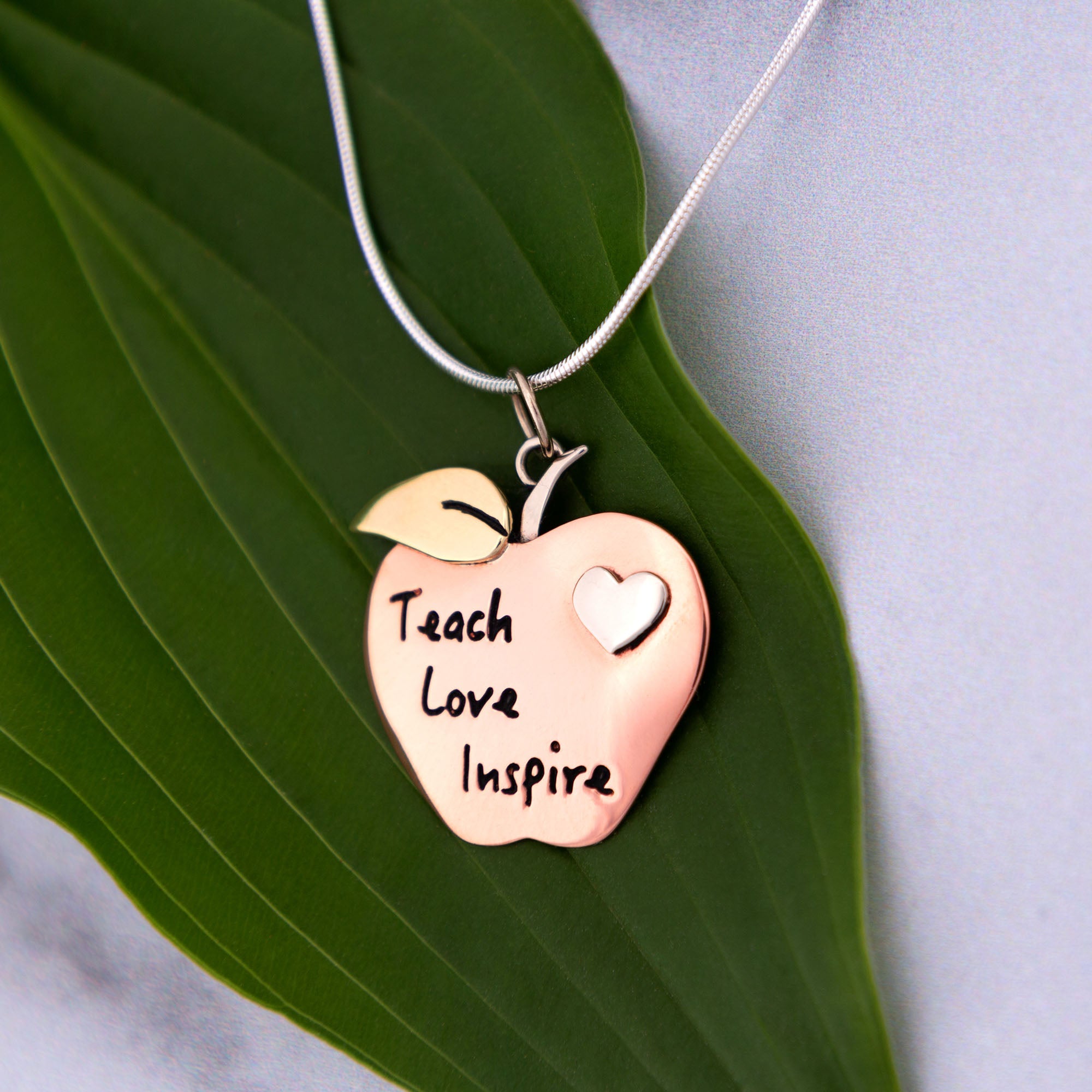 Premium Teacher Appreciation Mixed Metal Necklace - Teach Love Inspire