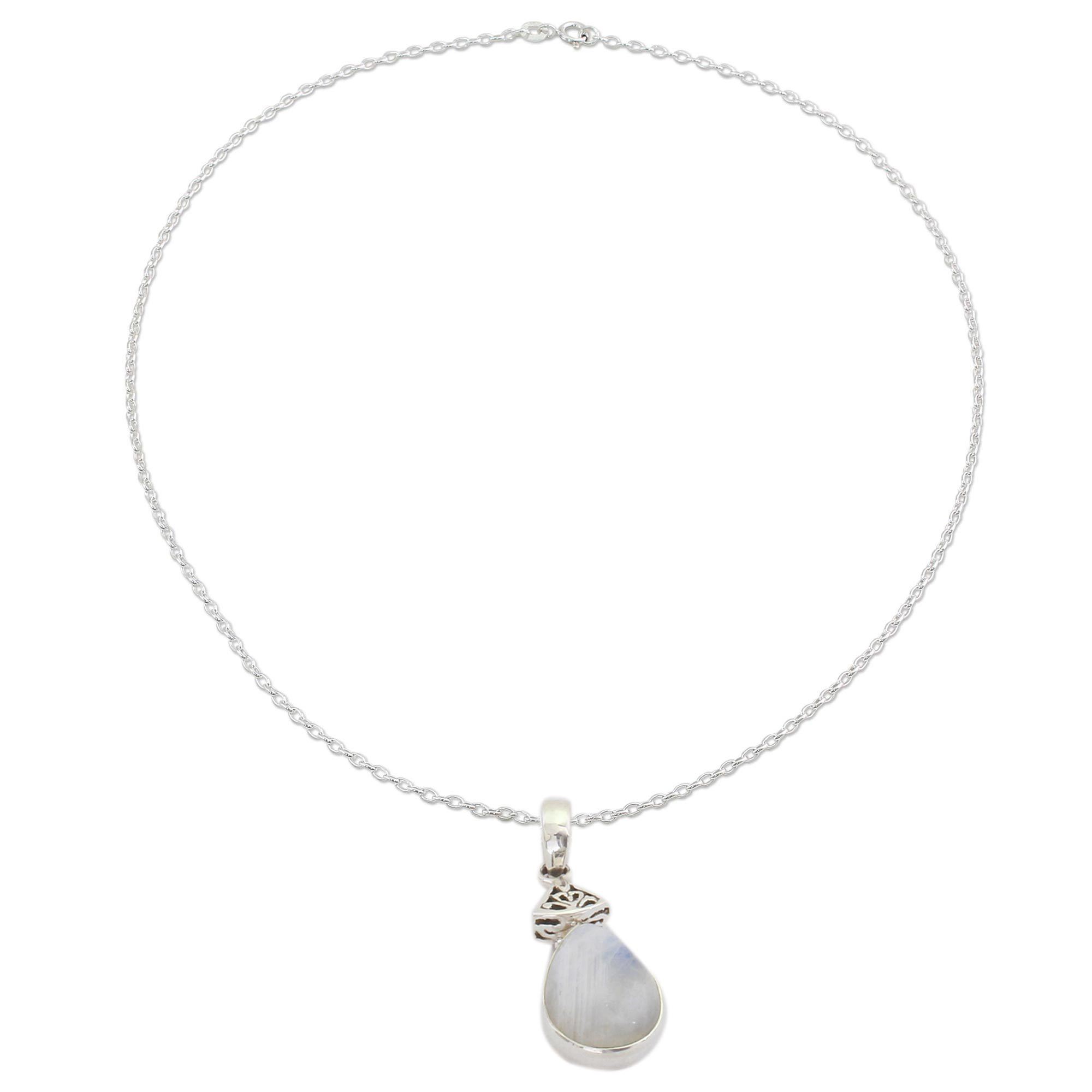 Premium Icy Droplet Moonstone Necklace - Handcrafted Elegance