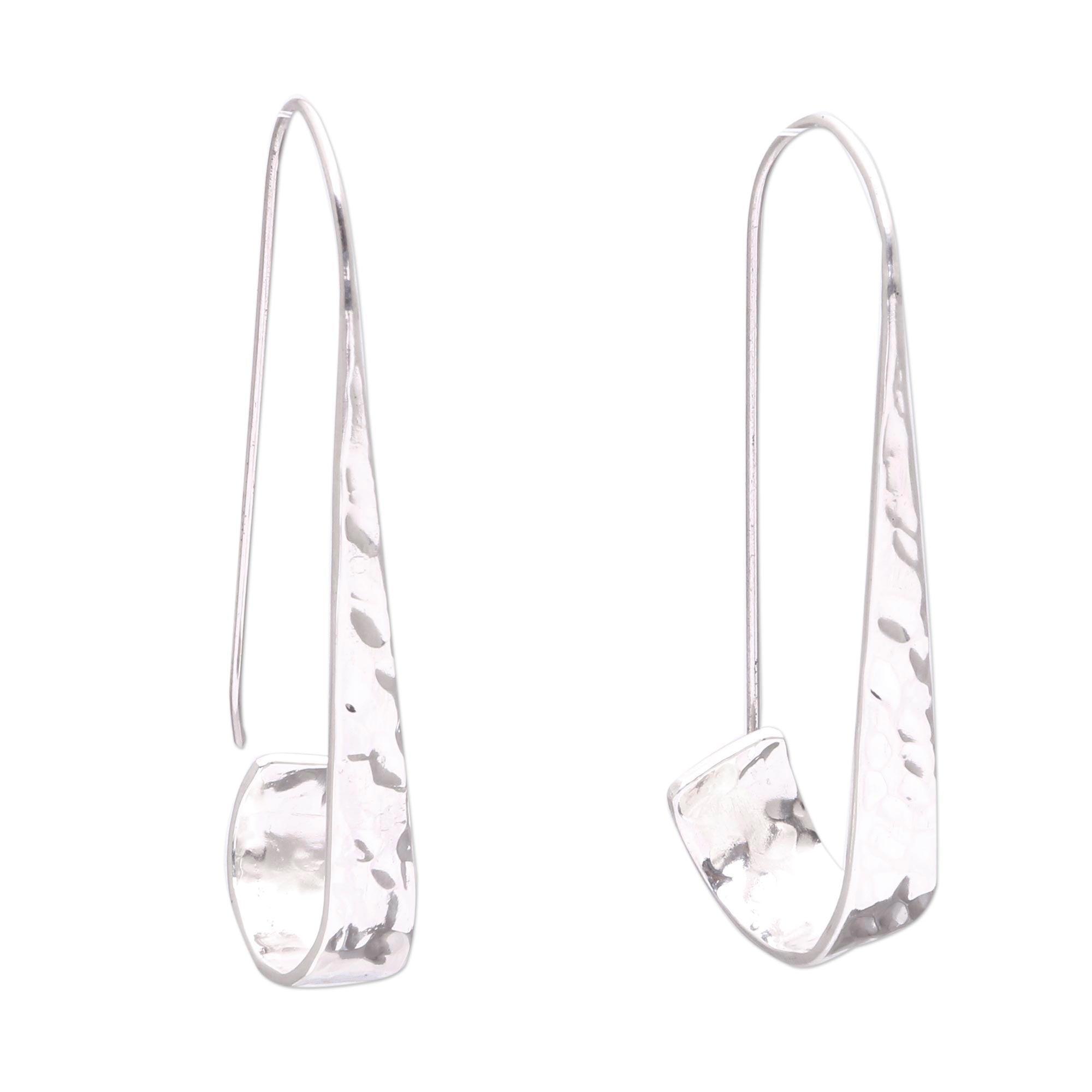 Premium Sterling Silver Curling Drop Earrings – Handcrafted in Bali