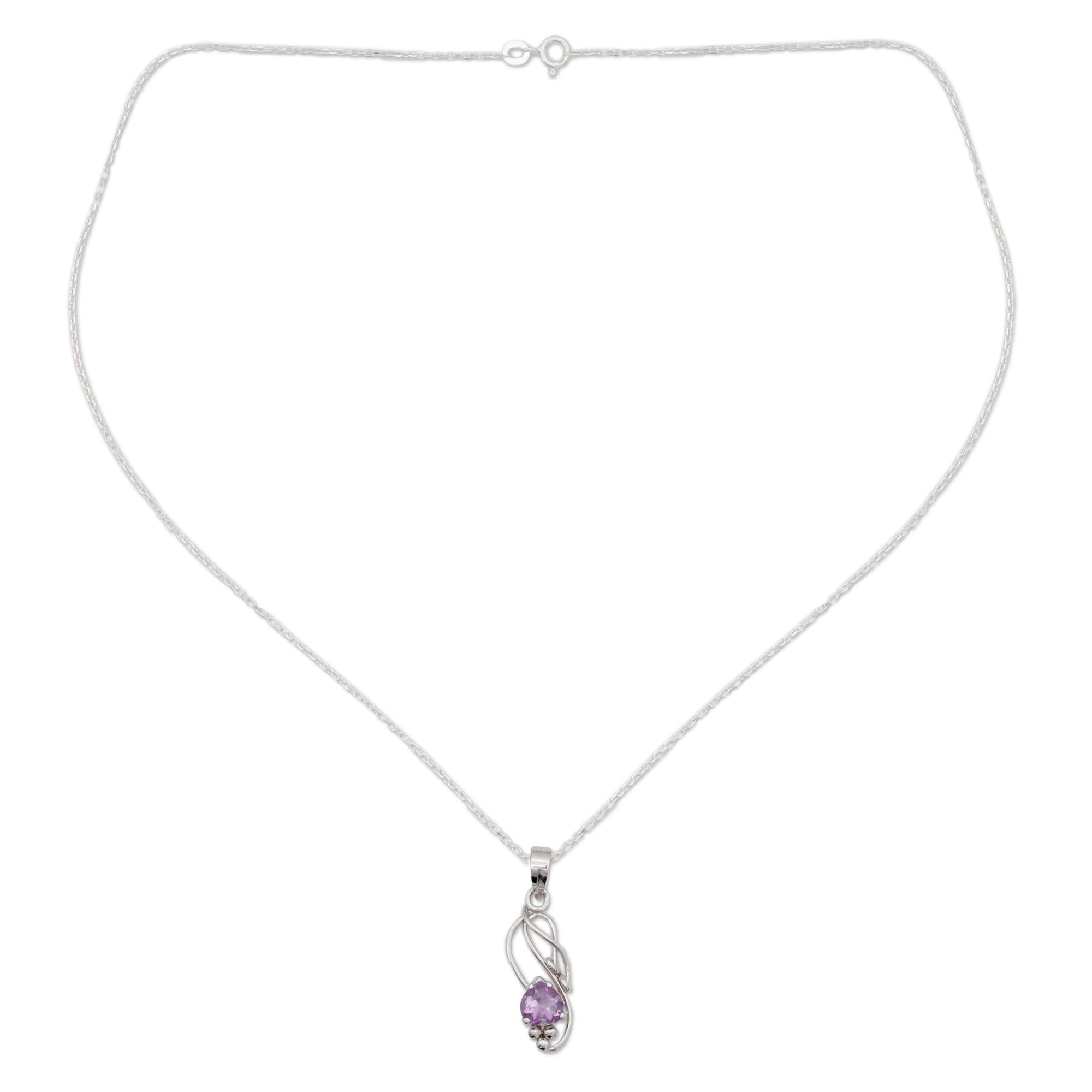 Premium Shy Heart Amethyst Necklace - Sterling Silver Modern Jewelry