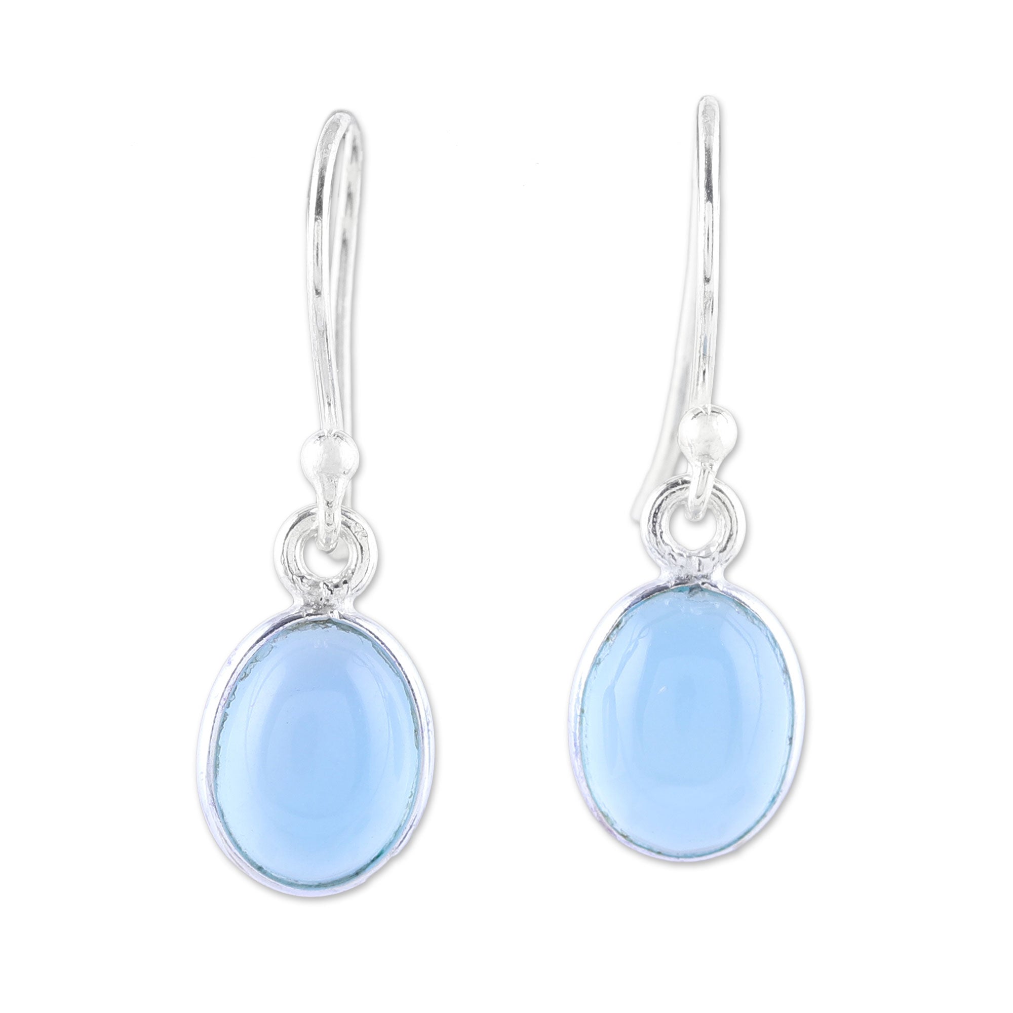 Premium Luminous Sky Blue Sterling Silver Earrings - Handmade Elegance