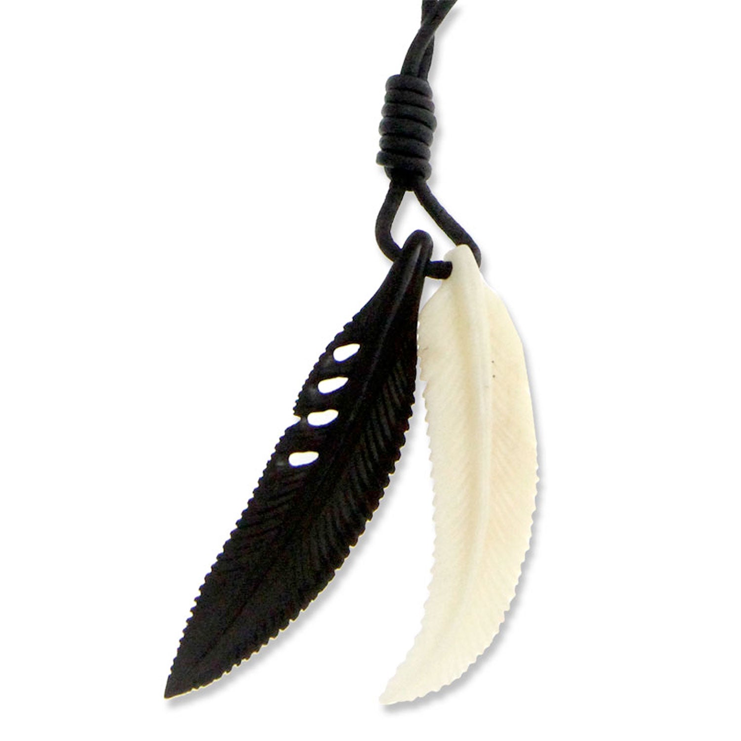 Premium Totem Feathers Men's Pendant Necklace - Handcrafted Leather Cord