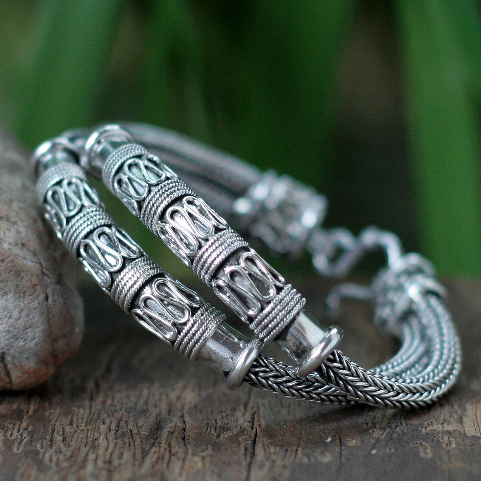 Premium Thai Silver Braided Bracelet - Handmade Elegance