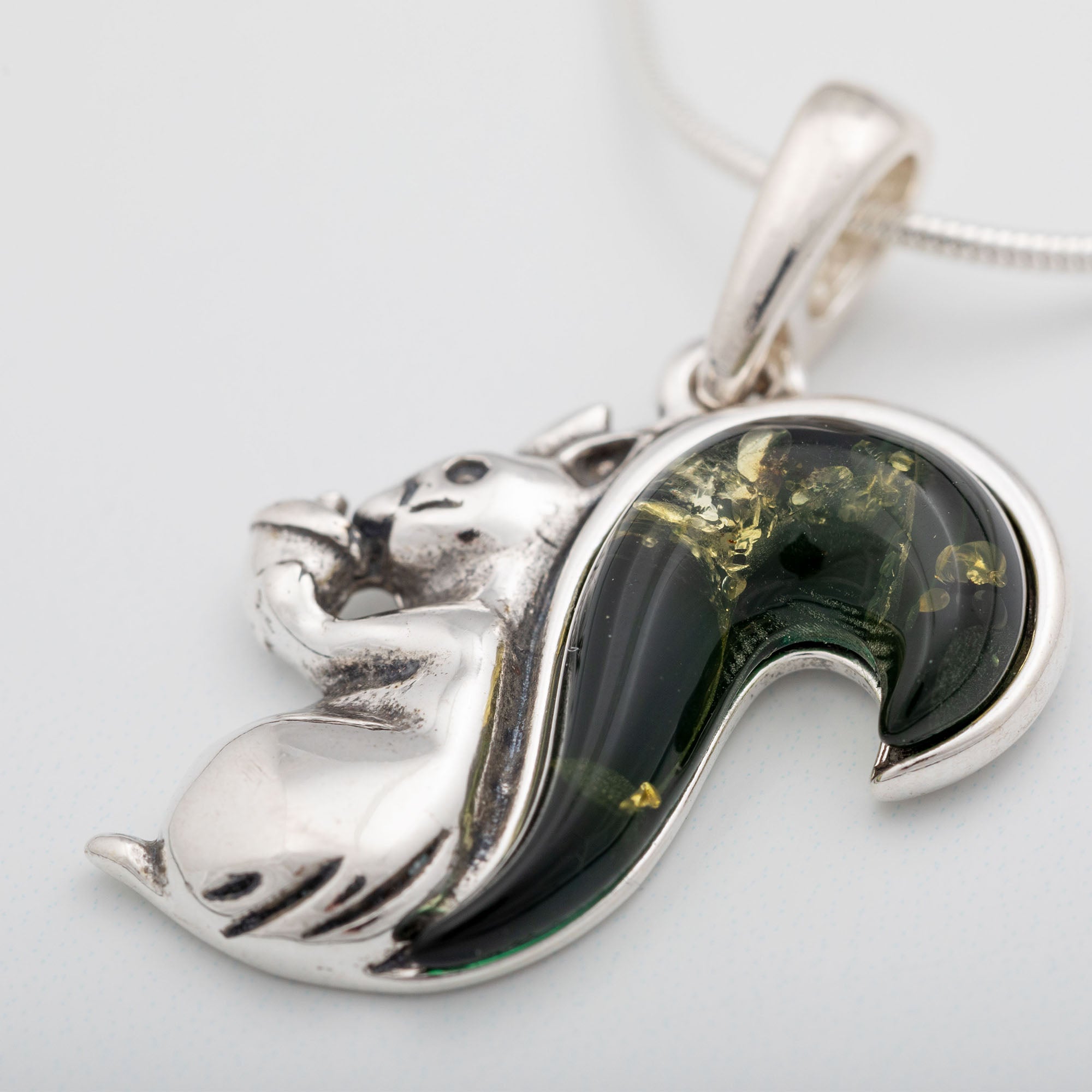 Premium Squirrel Tail Baltic Amber & Sterling Silver Necklace