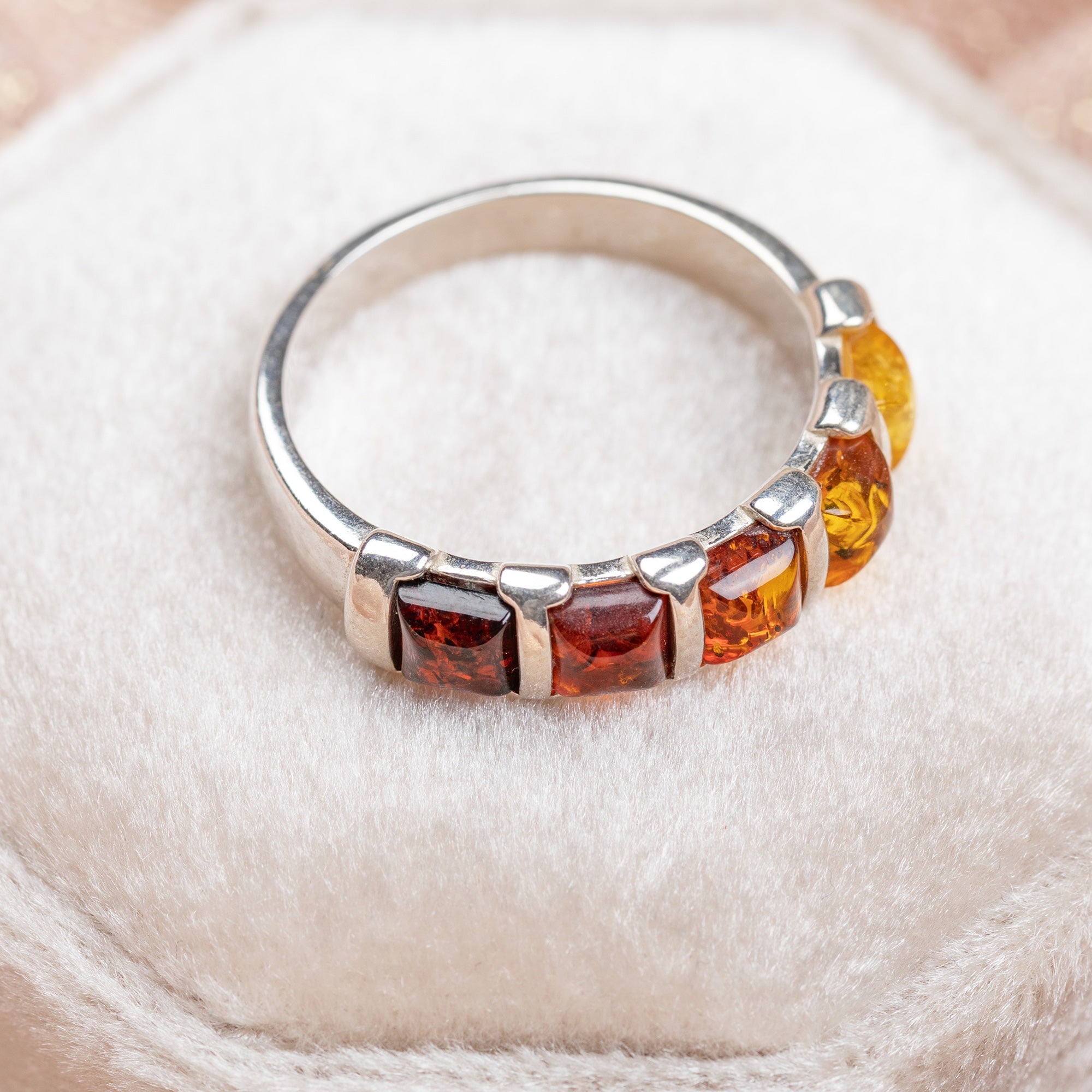 Premium Amber Ombre Sterling Silver Ring - Ultimate Elegance