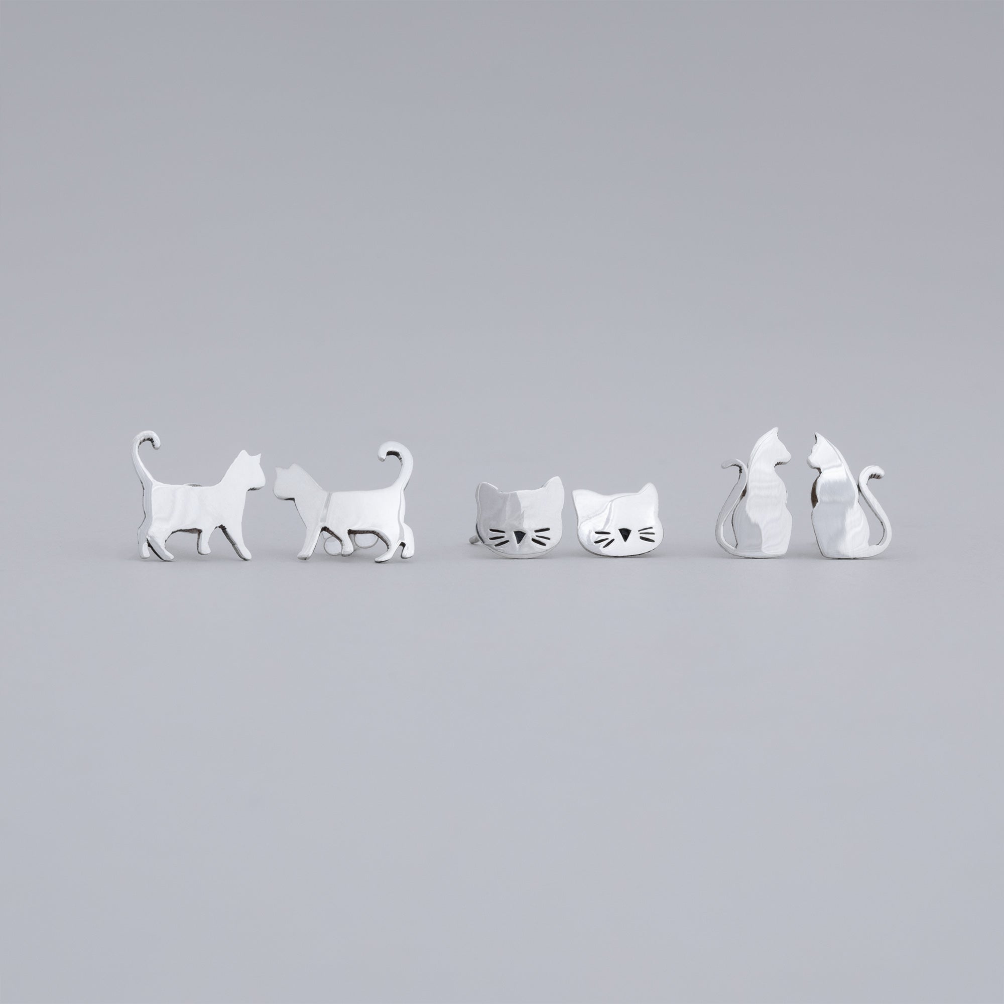 Premium Cat Lover's Earrings Trio - Sterling Silver Set