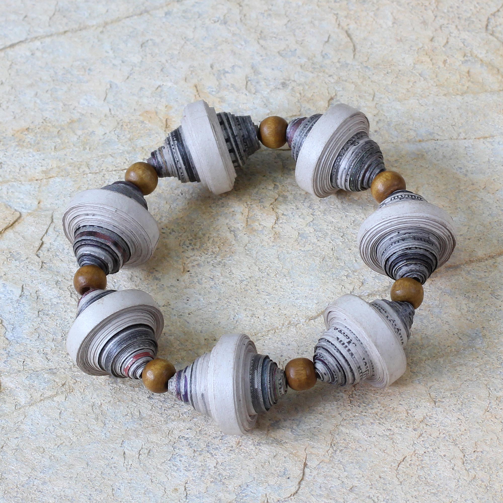 Premium Golden Dawn Recycled Paper Beaded Bracelet – Handcrafted Modern Design