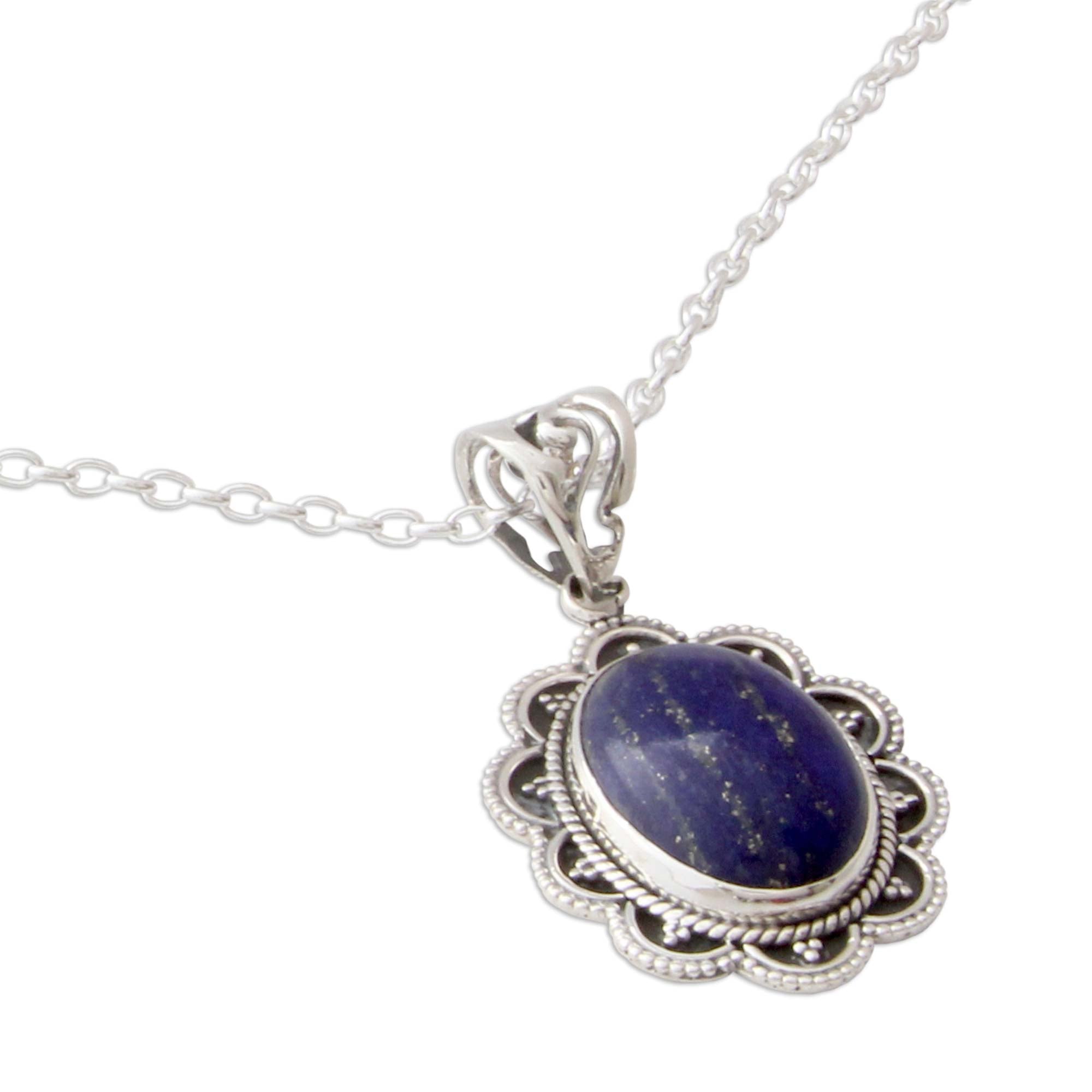 Premium Lapis Lazuli and Silver Pendant Necklace - Handcrafted Elegance