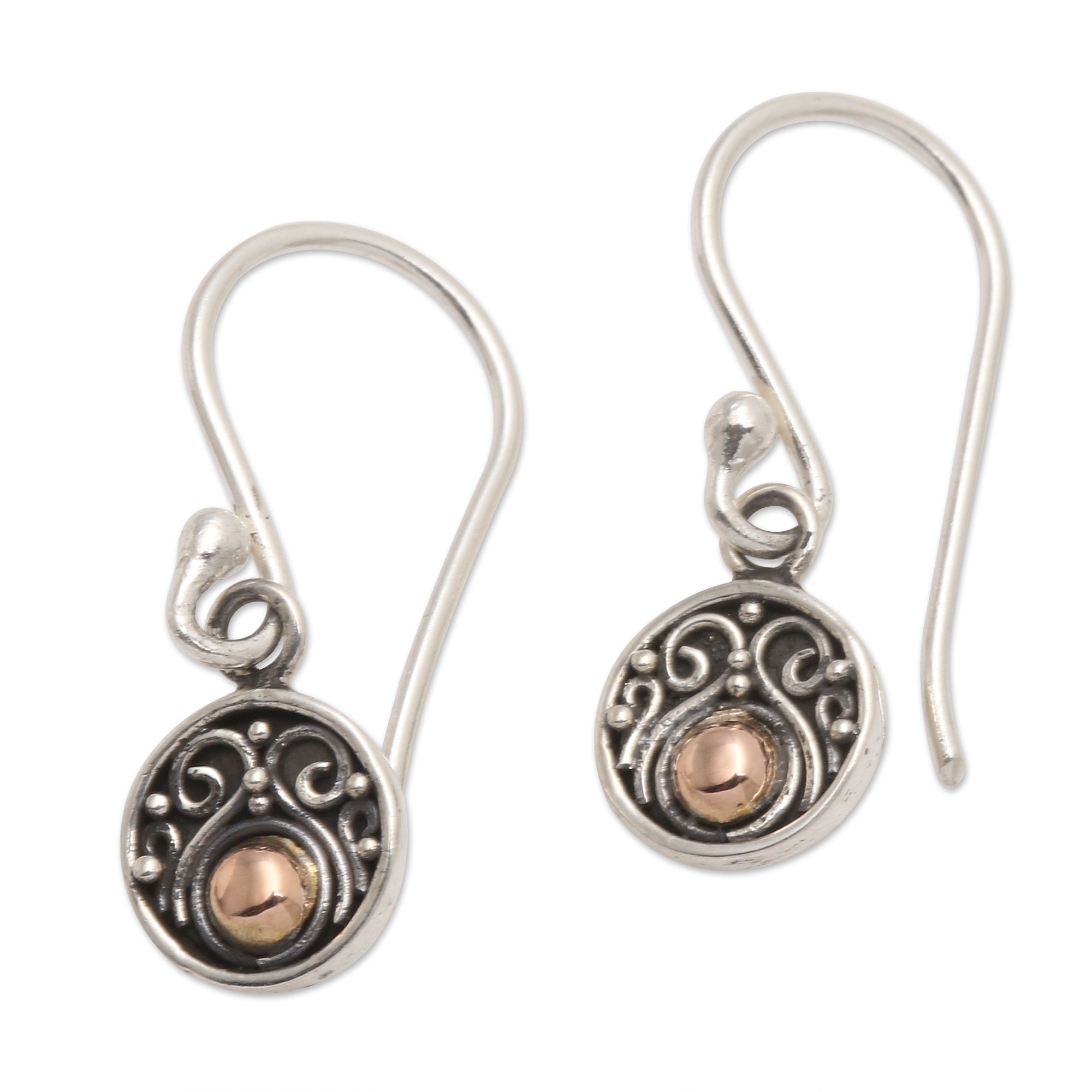 Premium Delicate Balance Gold Accented Sterling Silver Dangle Earrings