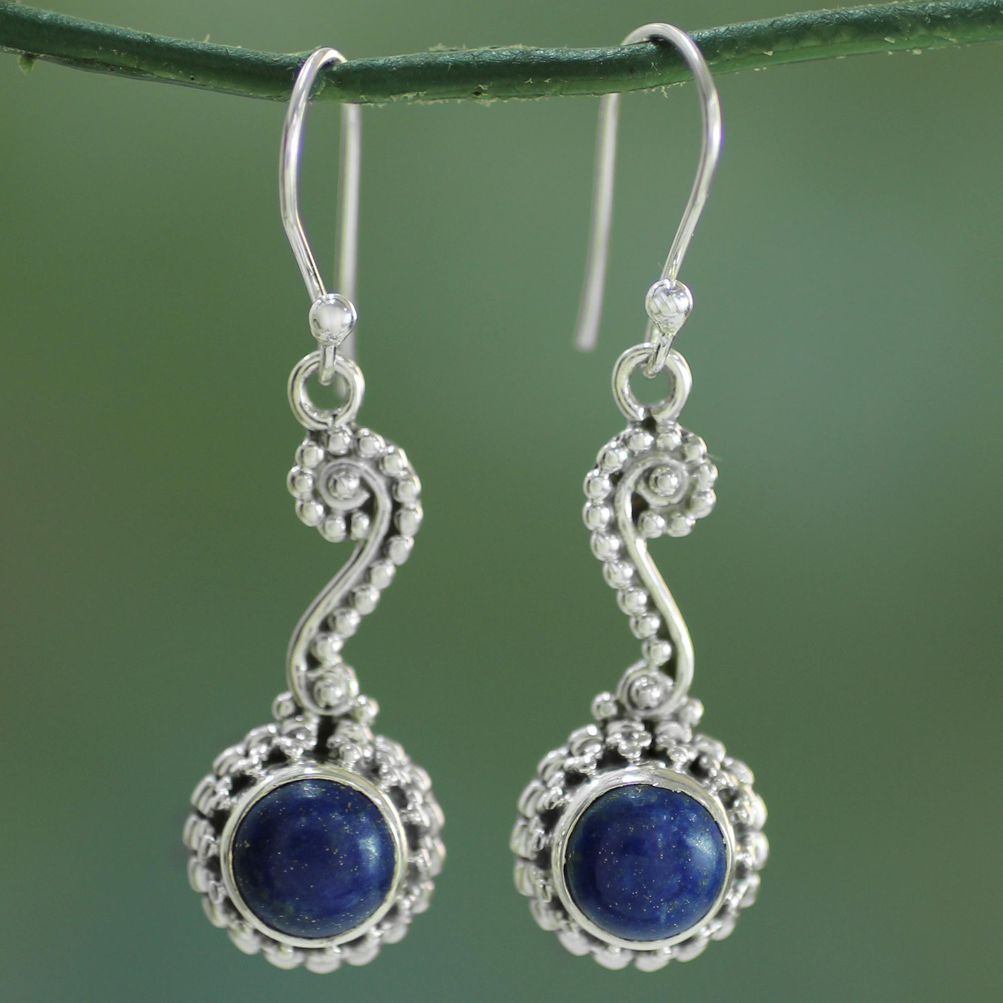 Premium Marina Handcrafted Lapis Lazuli Seahorse Dangle Earrings