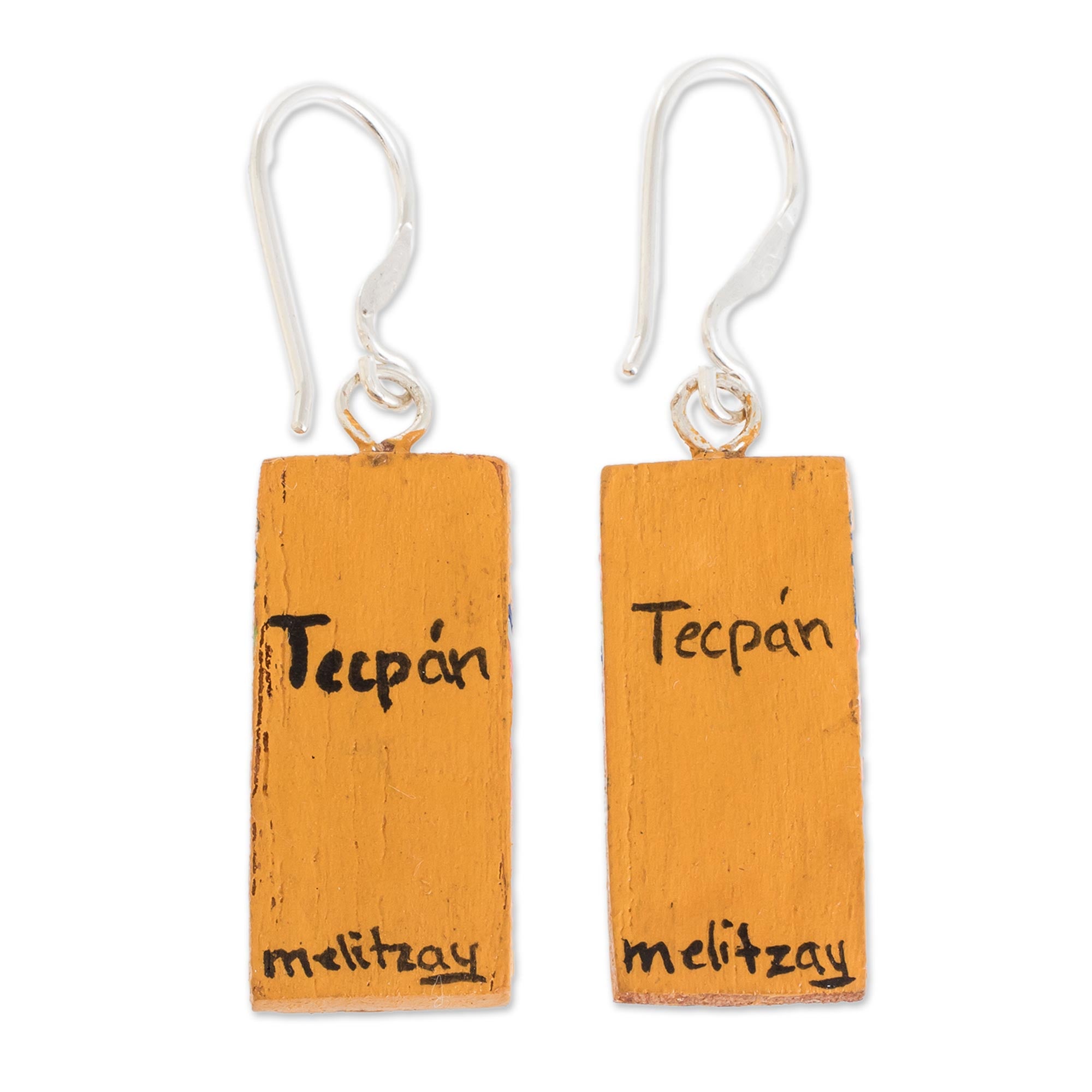 Premium Huipil-Inspired Wood Dangle Earrings – Handcrafted in Guatemala