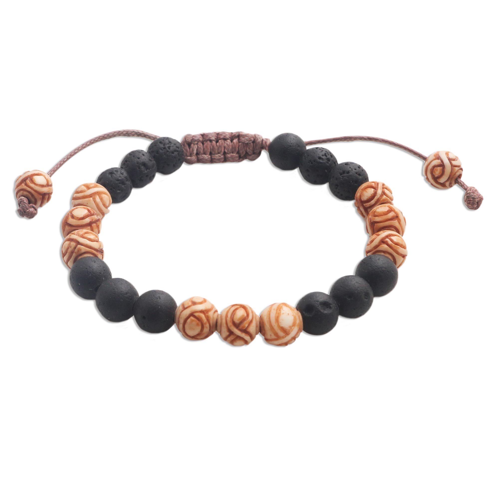 Premium Chakra Unity Bracelet - Handcrafted Lava Stone & Cow Bone Beads