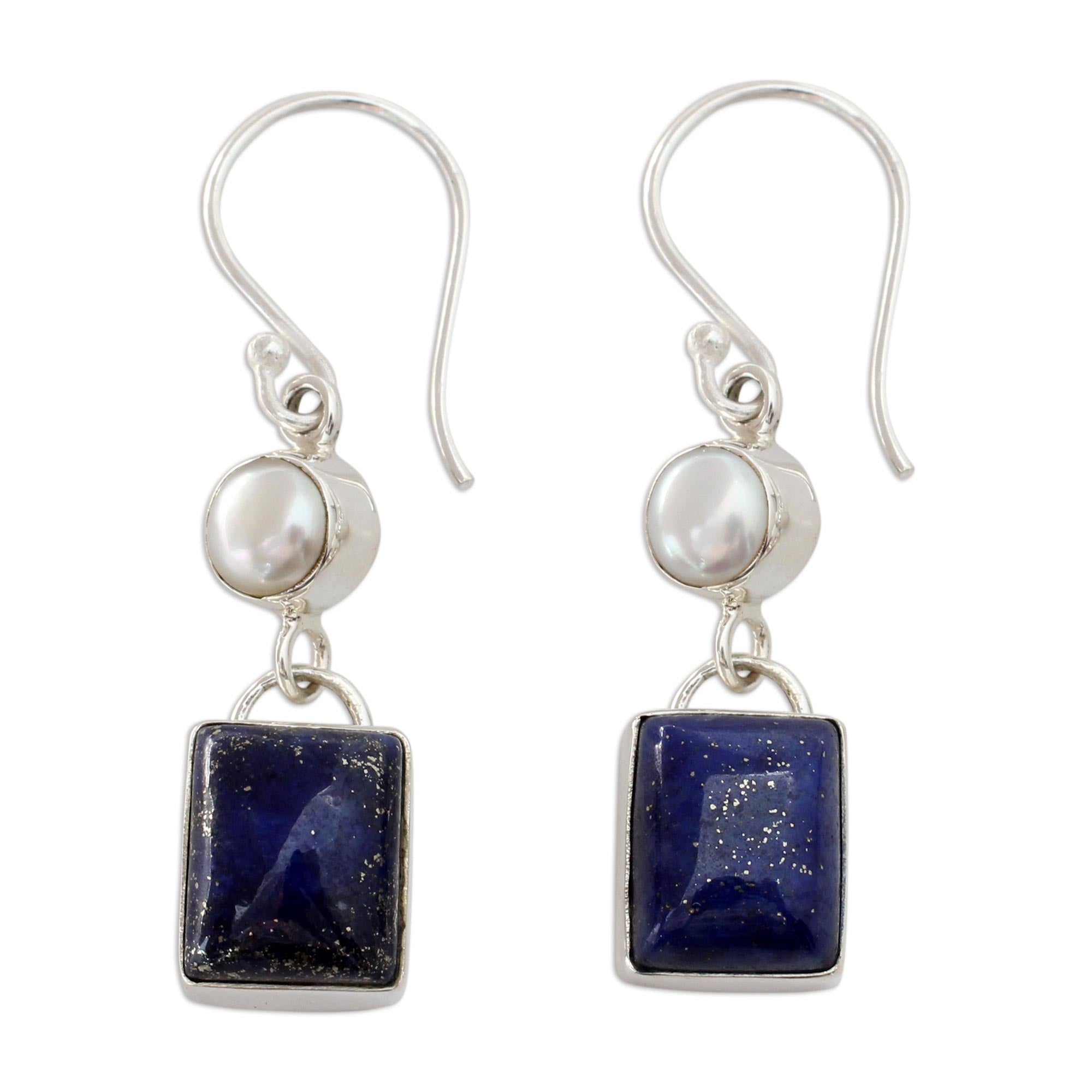 Premium Bangalore Glam Lapis Lazuli & Pearl Earrings