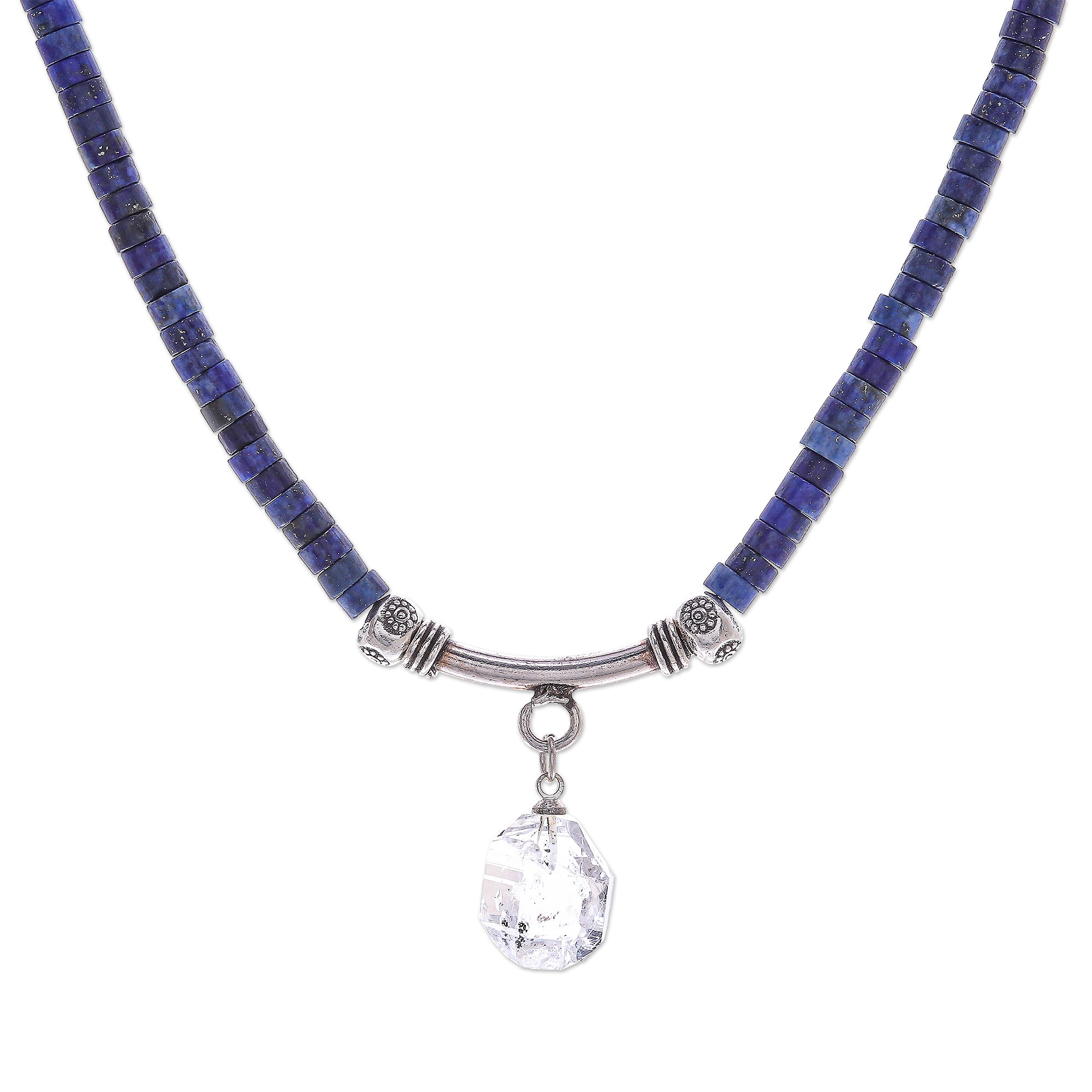 Premium Wild Moon Handmade Clear Quartz & Lapis Lazuli Pendant Necklace