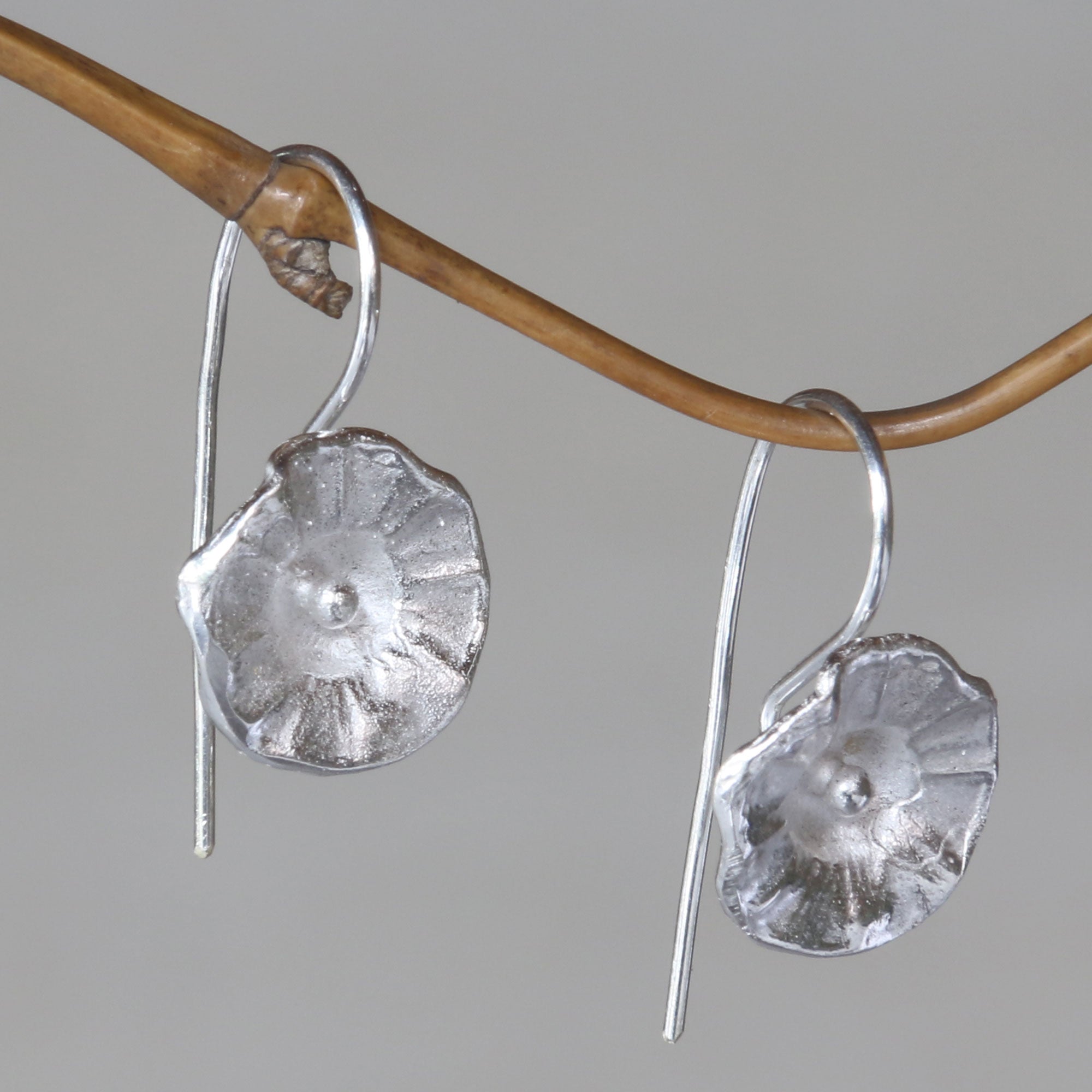 Premium Handmade Hollyhocks Sterling Silver Earrings – Nature-Inspired Bali Jewelry