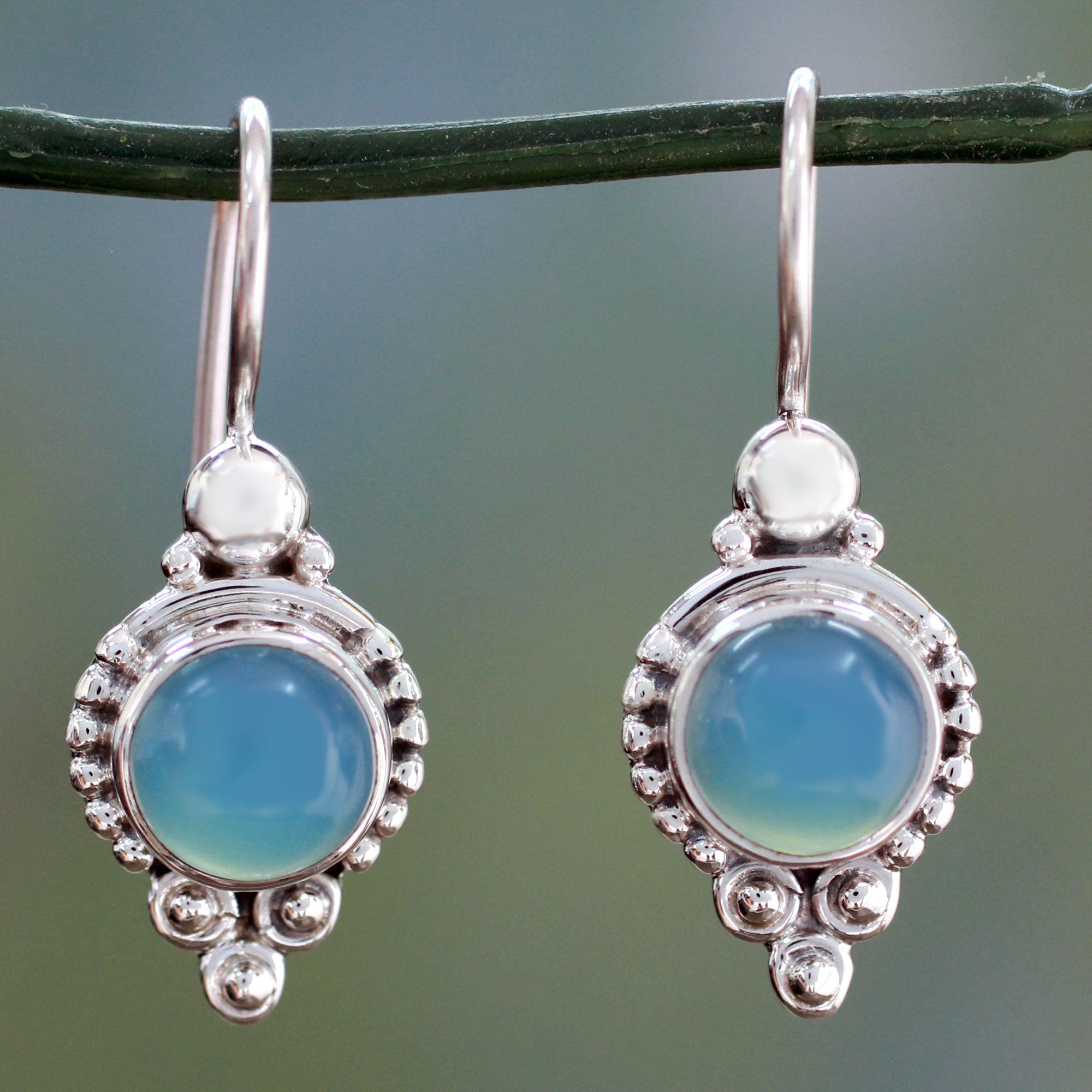 Premium Ocean Sky Sterling Silver Chalcedony Earrings