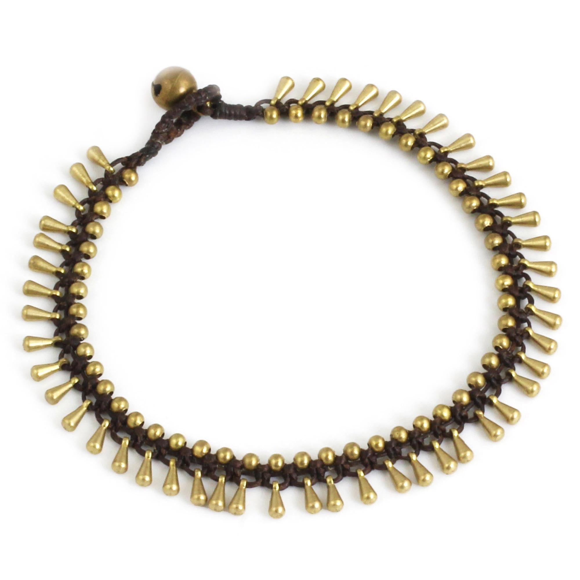 Premium Thai-Inspired Brass Beaded Anklet with Charming Bells