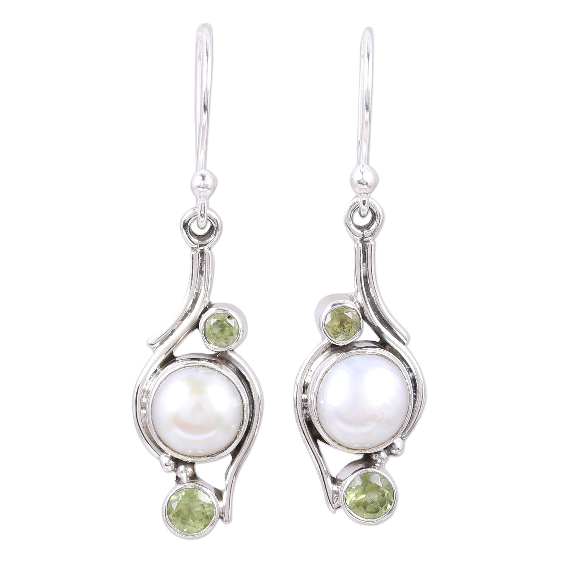 Premium Sweet Dreams India Style Pearl & Peridot Earrings - Ultimate Nightmare Protection