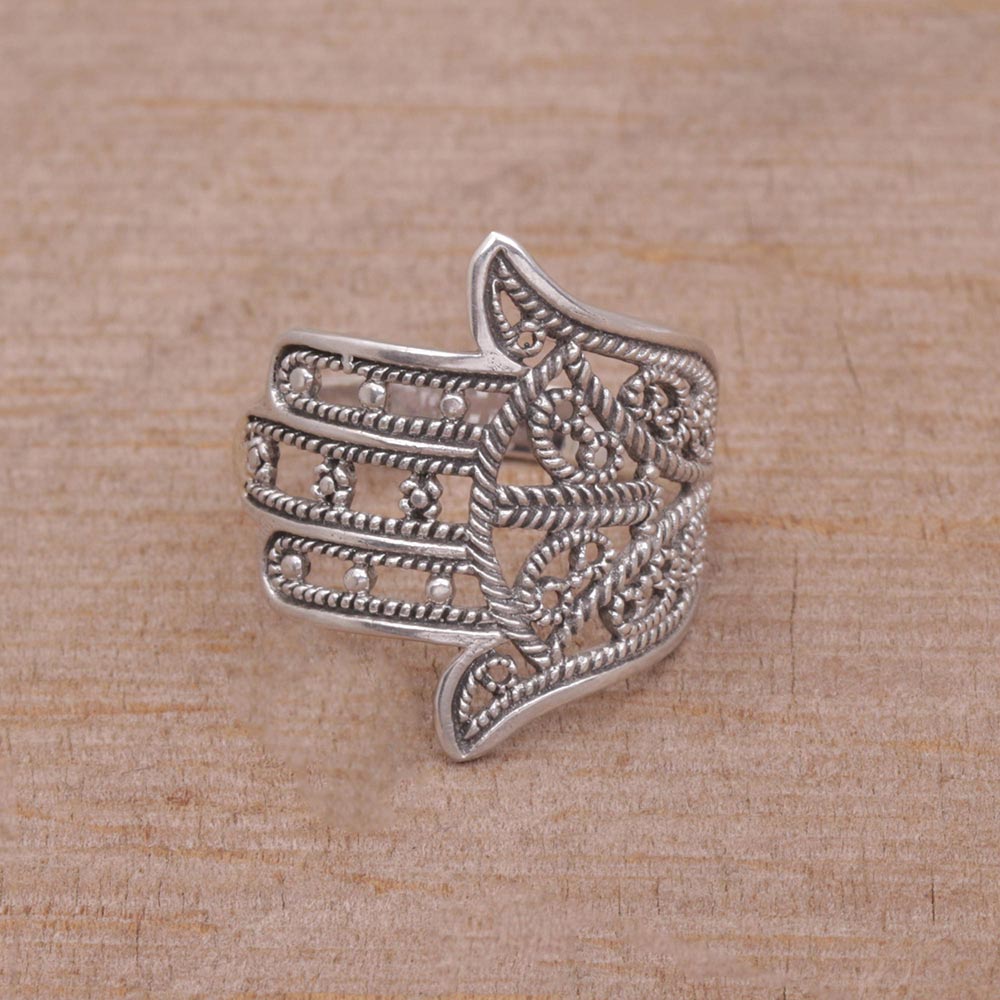 Premium Hamsa Rope Sterling Silver Ring – Handcrafted in Bali for Ultimate Protection