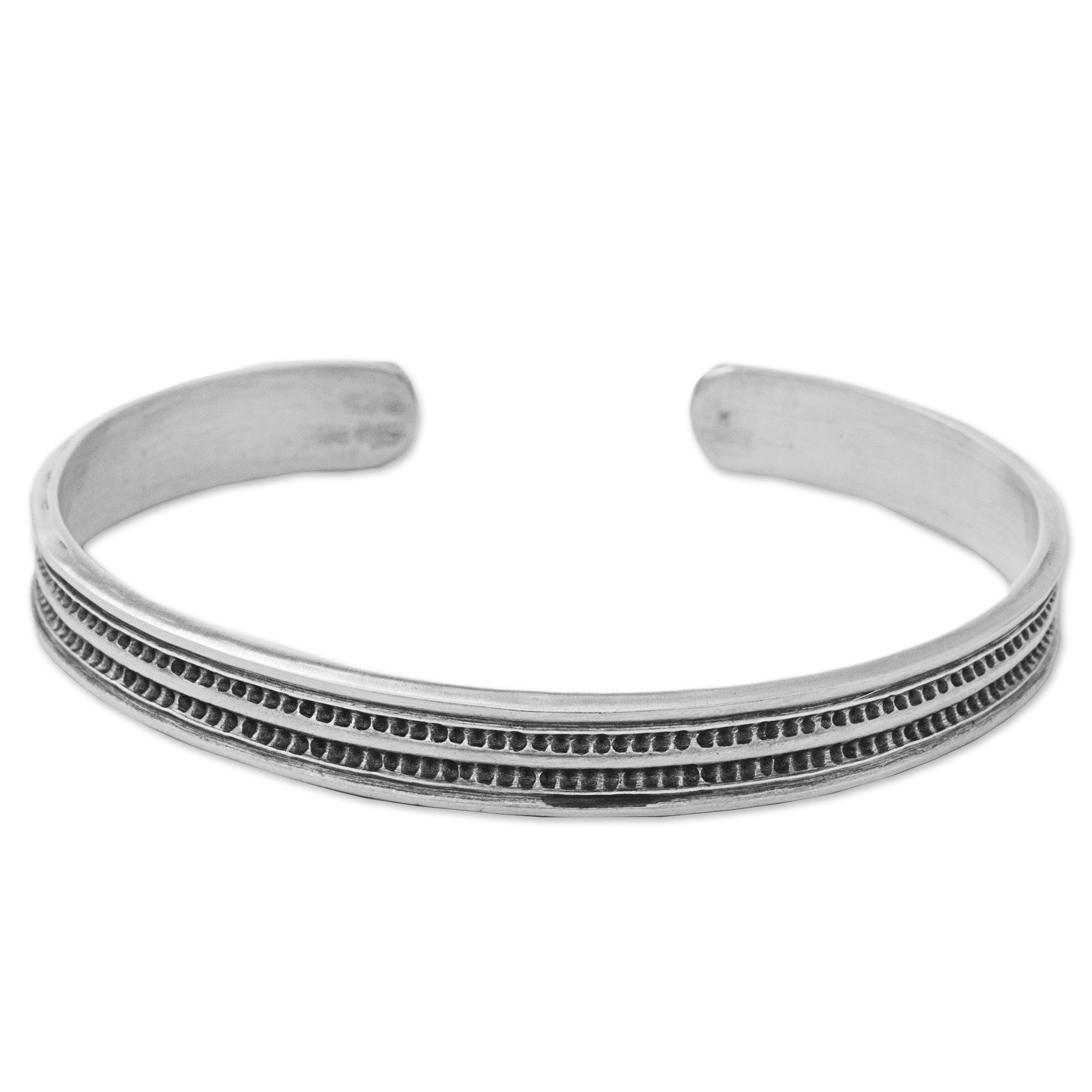 Premium Sterling Silver 'Hope' Cuff Bracelet - Handcrafted by Thai Artisans