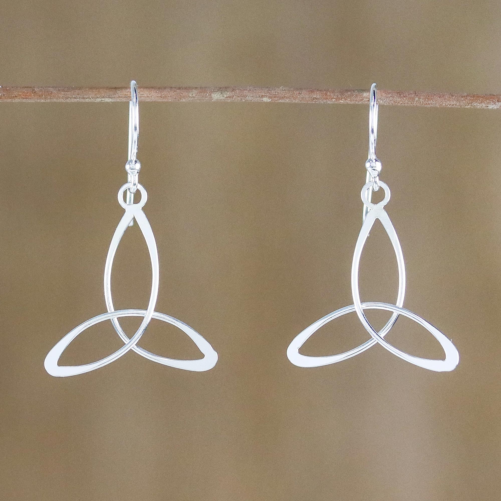 Premium Triangle Twist Sterling Silver Dangle Earrings – Handcrafted in Thailand