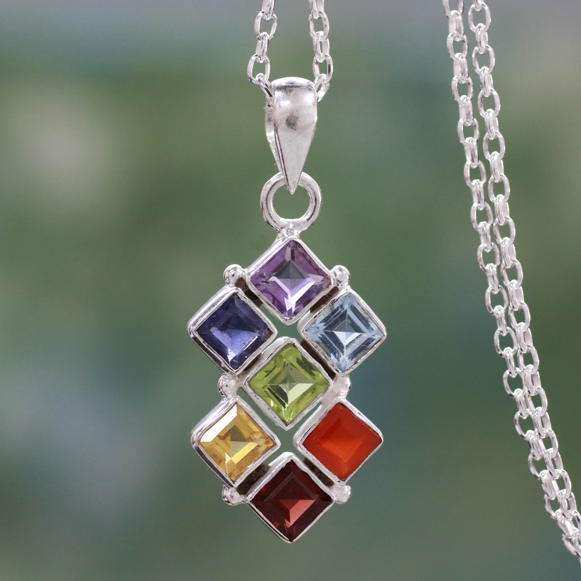 Ultimate Chakra Harmony Multi-Gemstone Sterling Silver Necklace