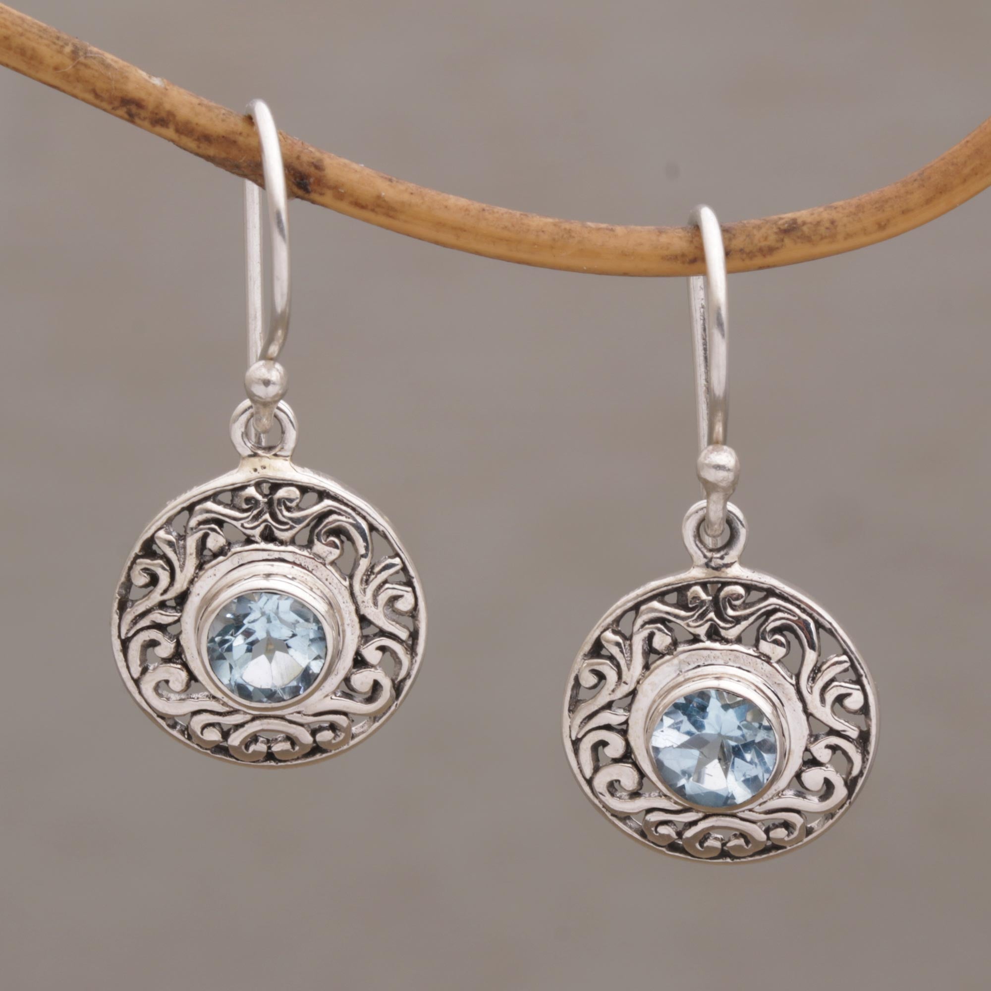 Premium Sterling Silver Blue Topaz Earrings – Handcrafted Elegance