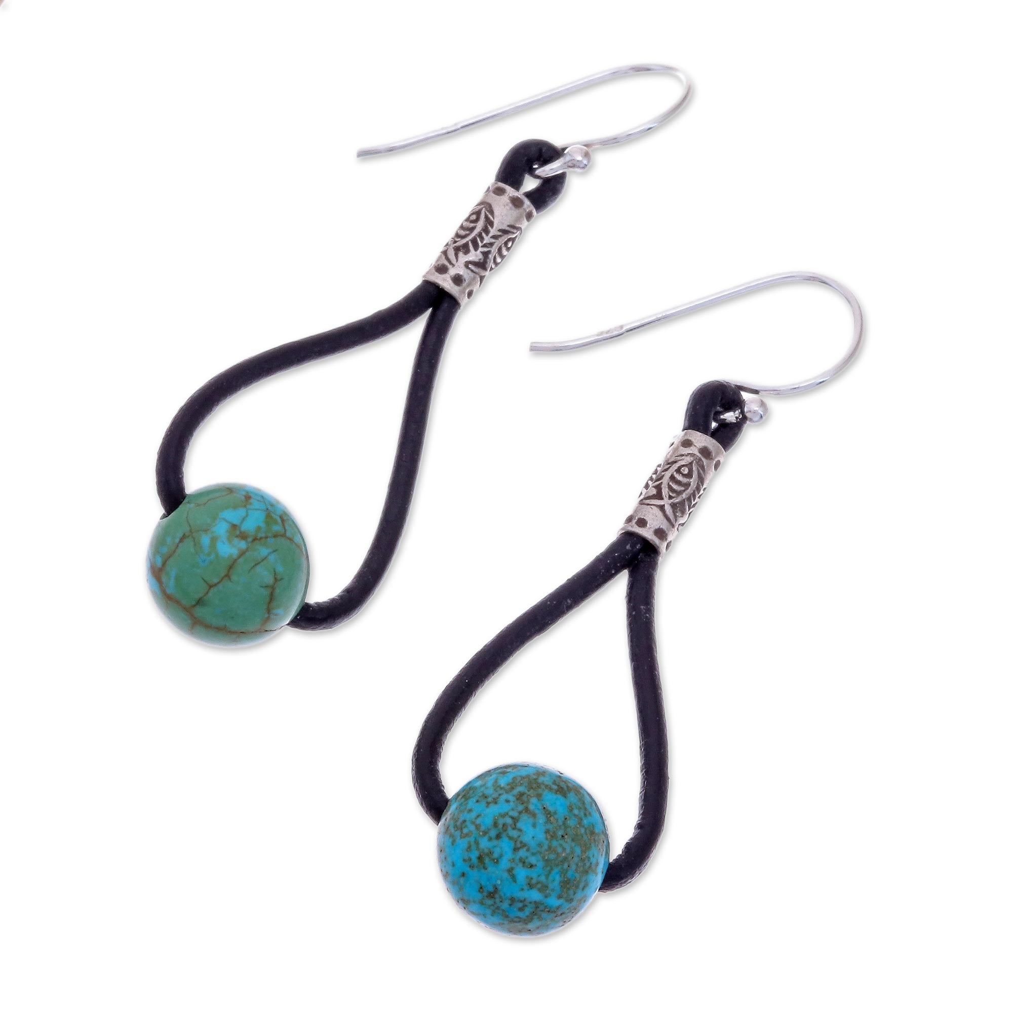 Premium Spring Passion Dangle Earrings – Handcrafted Howlite & Karen Silver with Leather