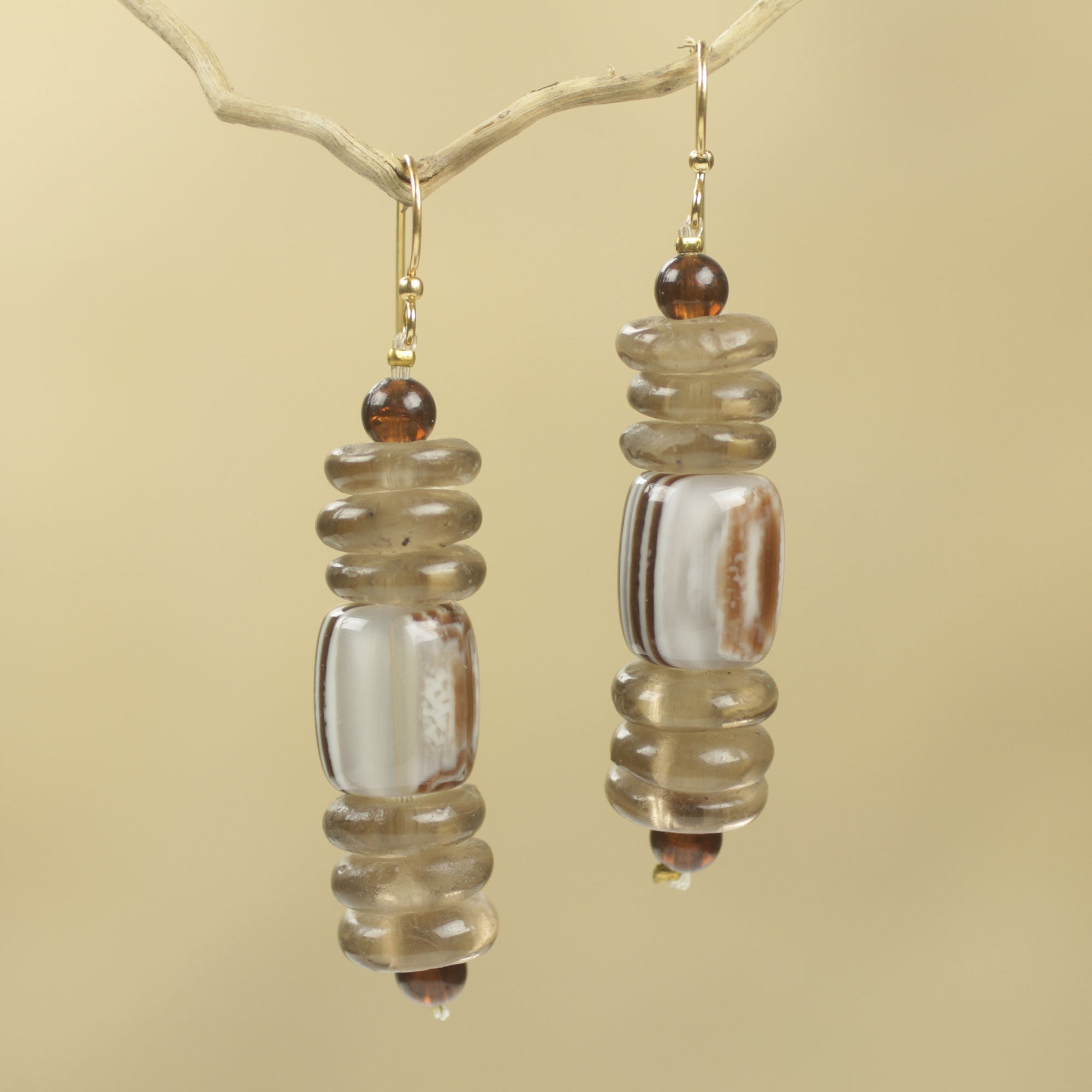 Premium Xose African Beige Earrings – Handcrafted with Recycled Beads