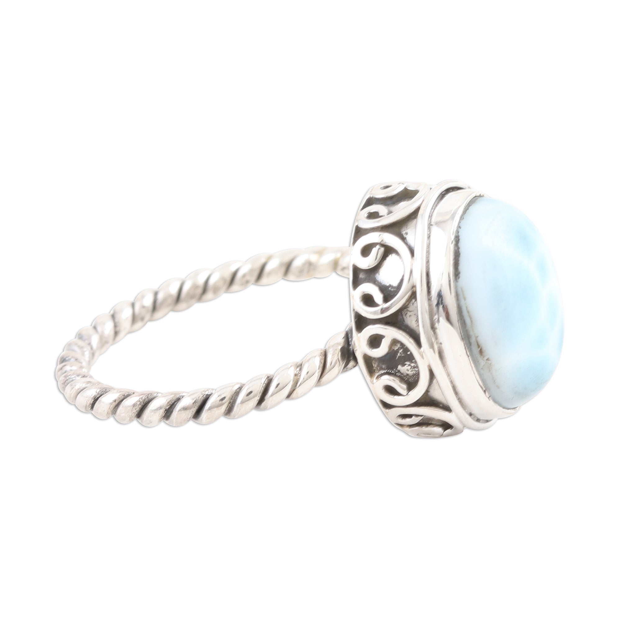 Premium Larimar Sterling Silver Ring - Endless Summer Sky Collection