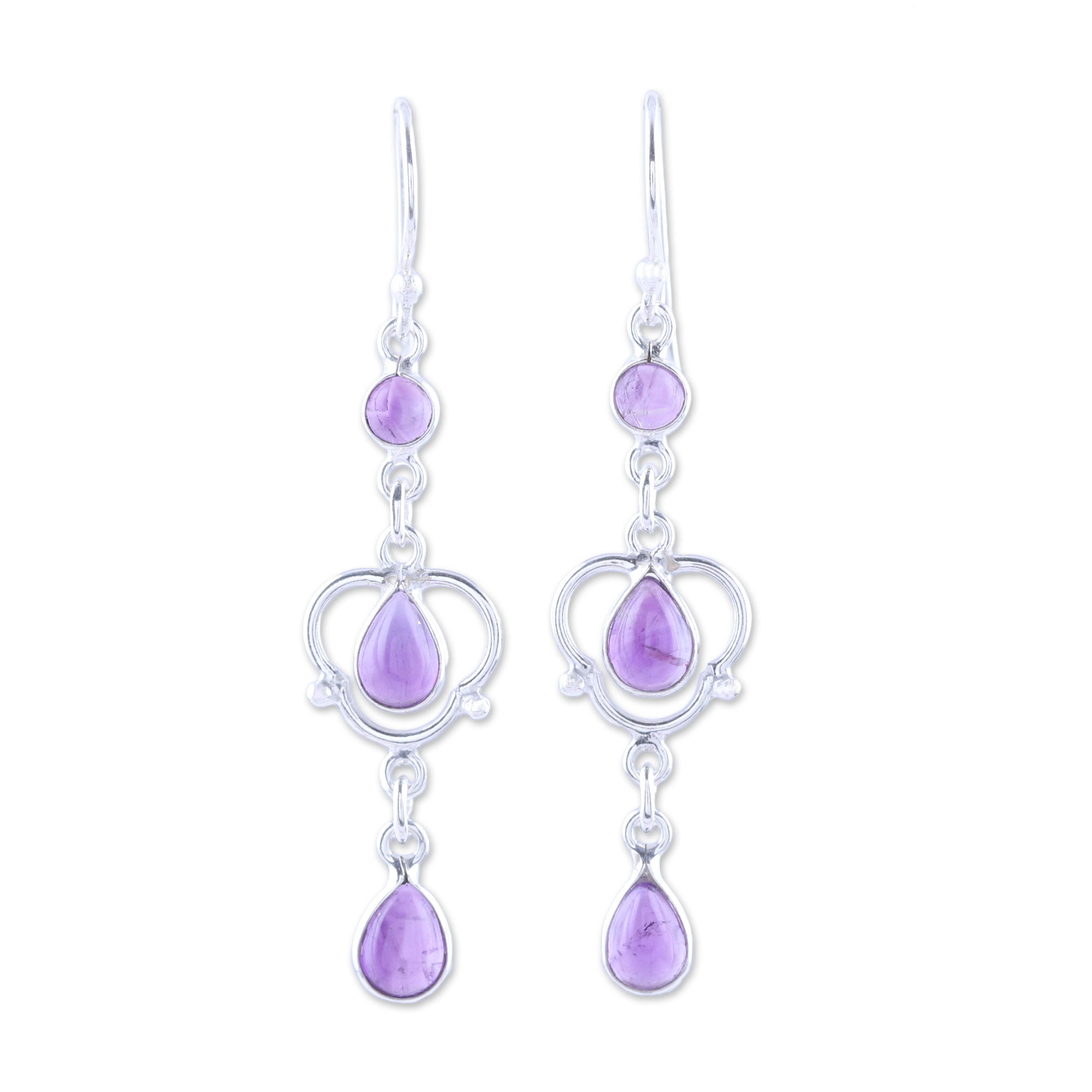 Premium Violet Rain Amethyst Dangle Earrings - Ultimate Feminine Glamour