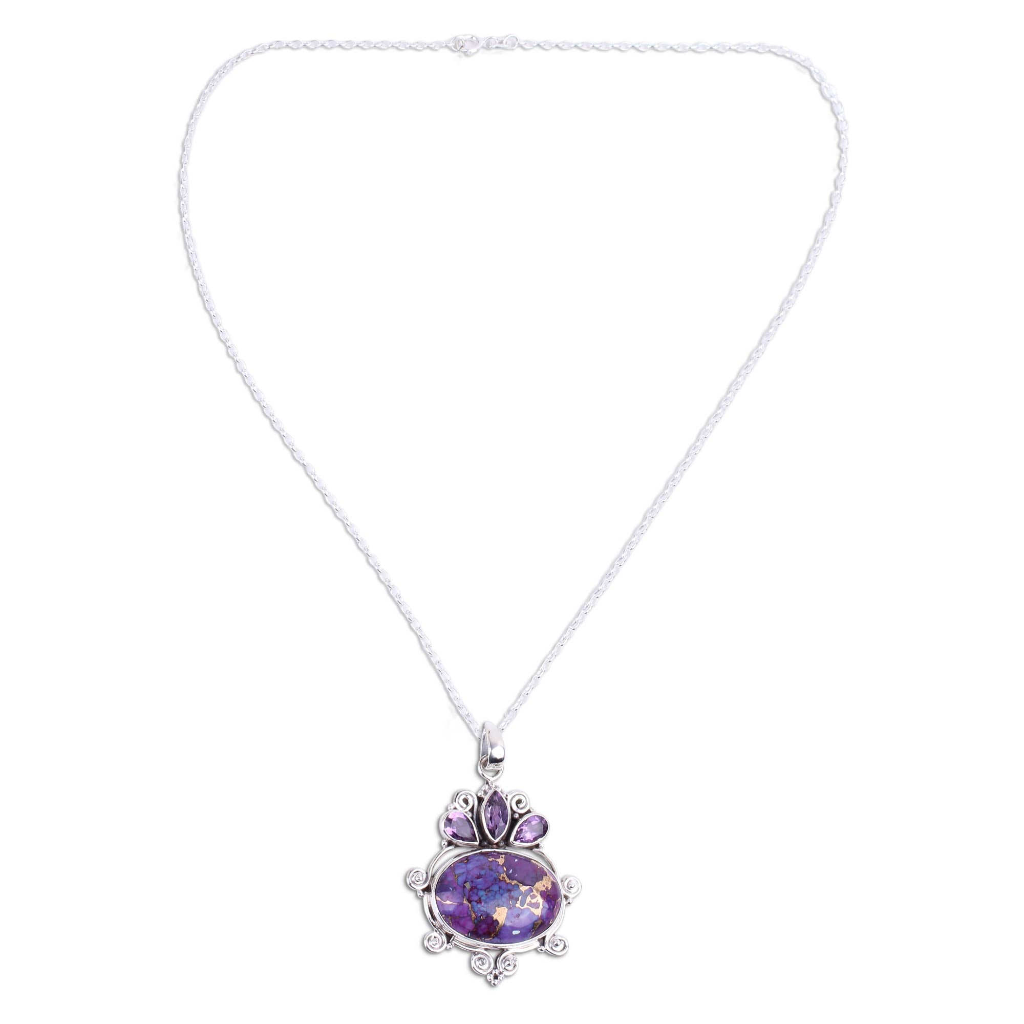 Premium Royal Coronation Turquoise & Amethyst Pendant Necklace