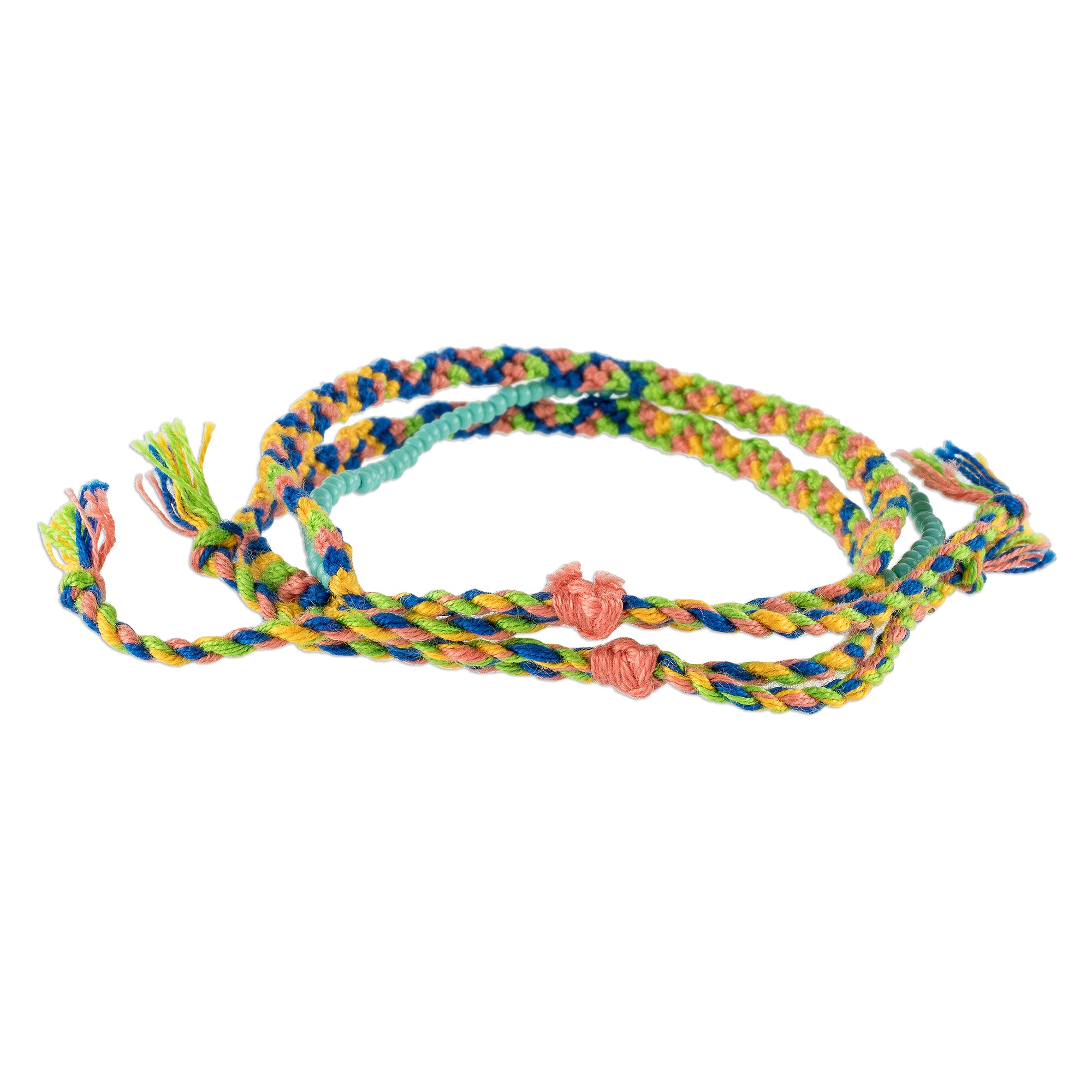 Premium Handcrafted Cotton Macrame Bracelet with Vibrant Spring Colors & Glass Beads