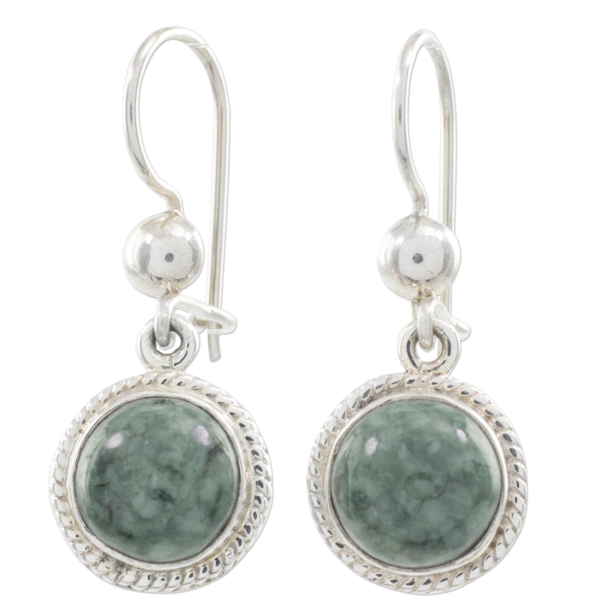 Premium Green Jade Dangle Earrings - Sterling Silver Elegance