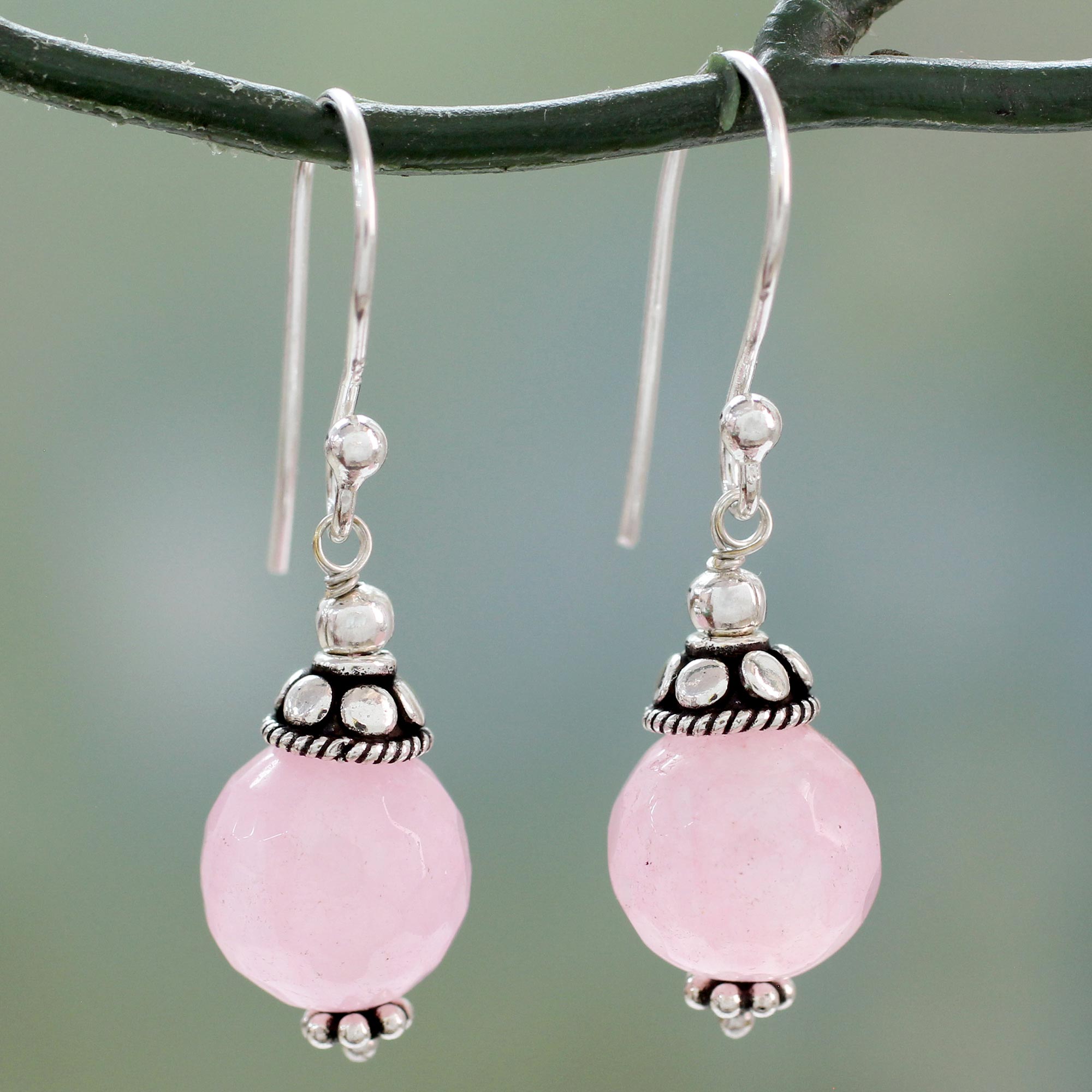 Premium Pink Chalcedony Dangle Earrings - Sterling Silver Elegance