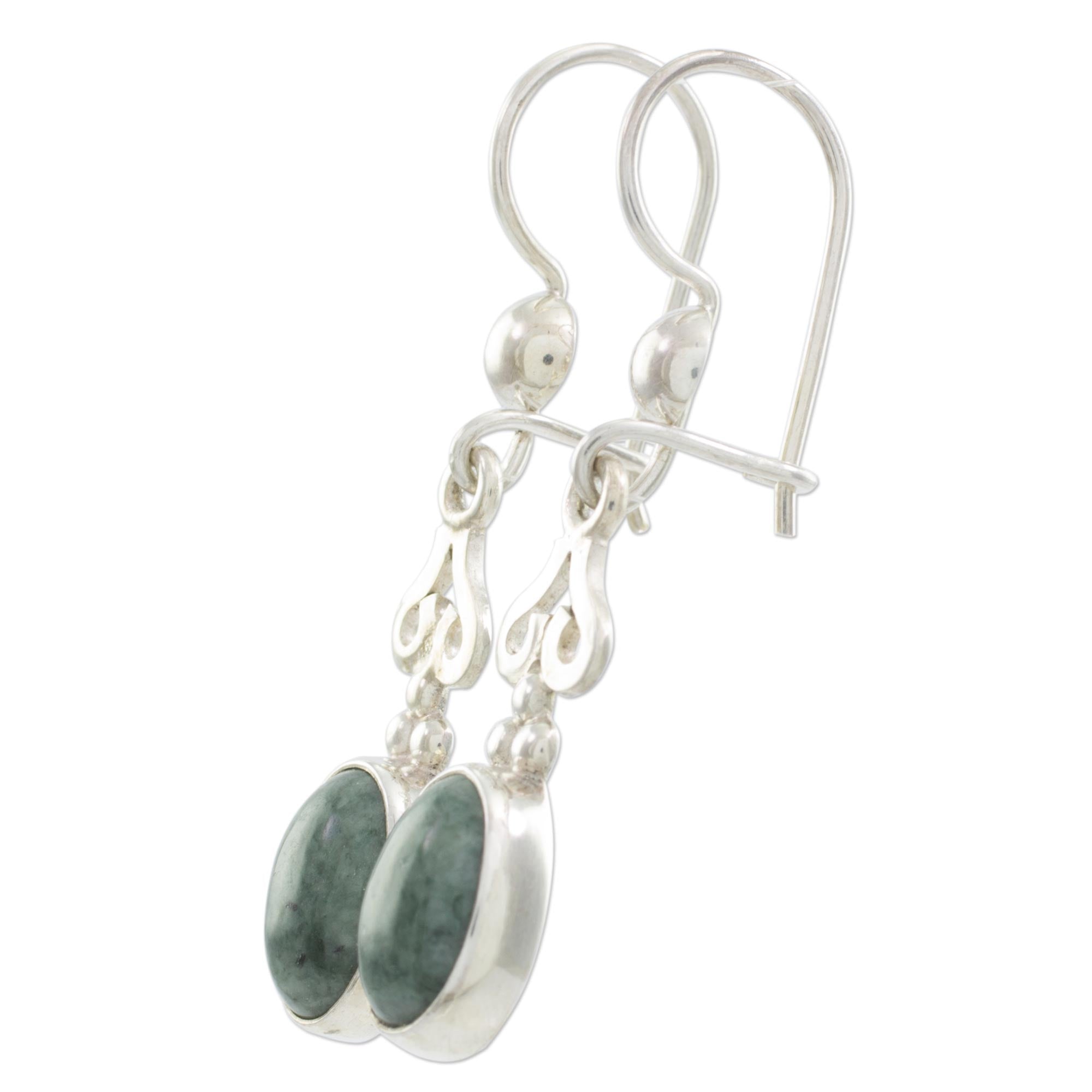 Premium Romantic Jade Dangle Earrings - Handcrafted Sterling Silver